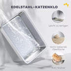Infografika: nerūdijančio plieno padėklas, lengvas valymas, nesikaupiantis paviršius