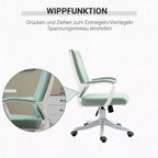Biuro kėdė Rašomojo stalo kėdė Namų biuro kėdė su svyravimo funkcija aukščio reguliavimo atlošas storai paminkštintas ergonomiškas 360° pasukami ratukai Poliesteris Nailonas PP Žalia+Balta 62x69x92-100 cm
