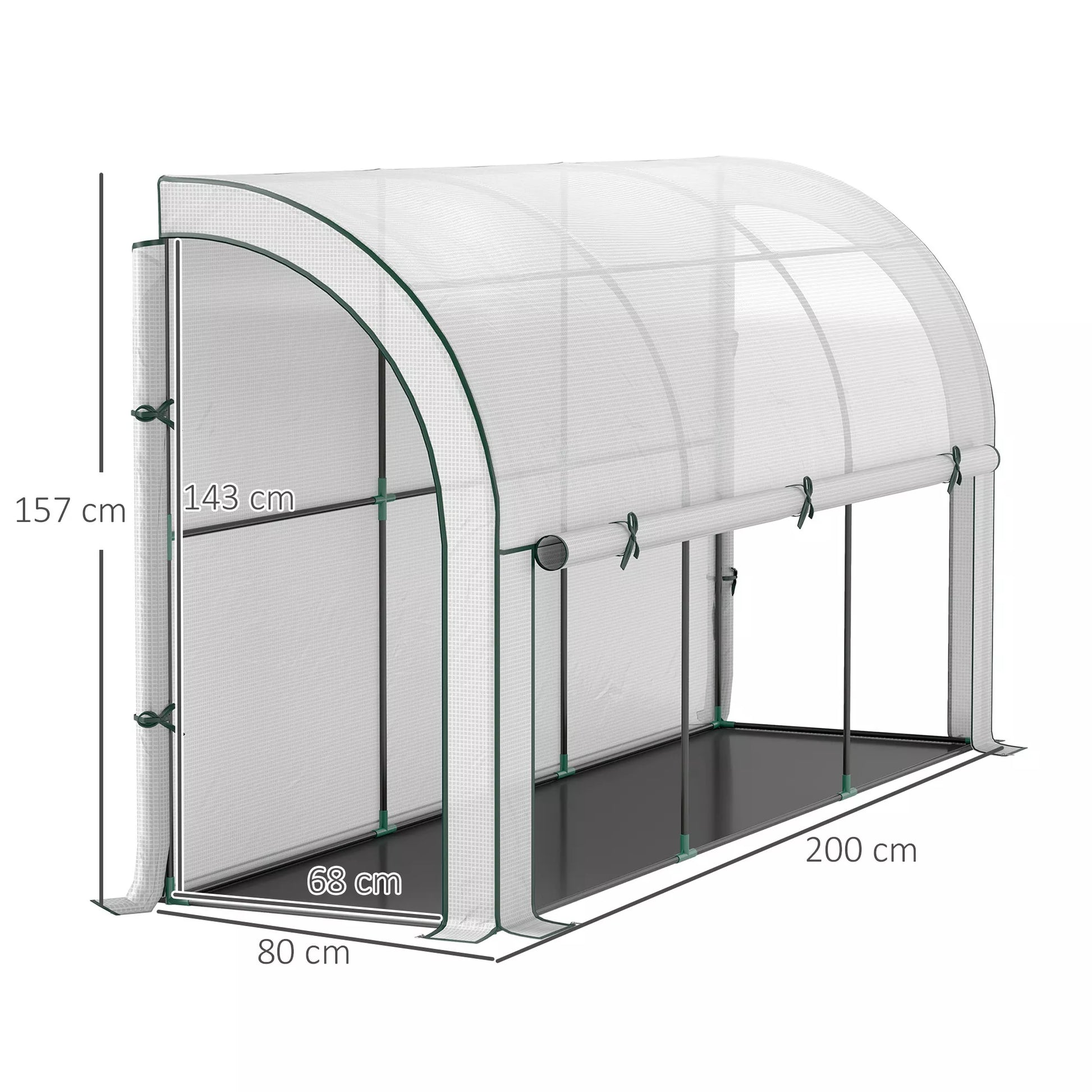 Sieninis šiltnamis, prieinamas augalų namelis, plastikinė danga, 300 x 80 x 157 cm, baltas