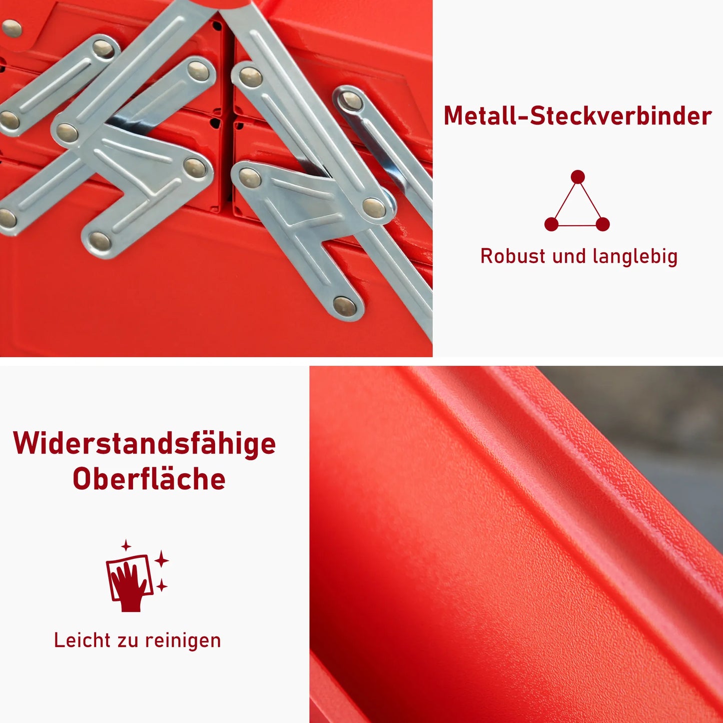 Įrankių dėžė, 5 skyrių, atidaroma, plienas (SPCC), raudona, 56 x 20 x 41 cm