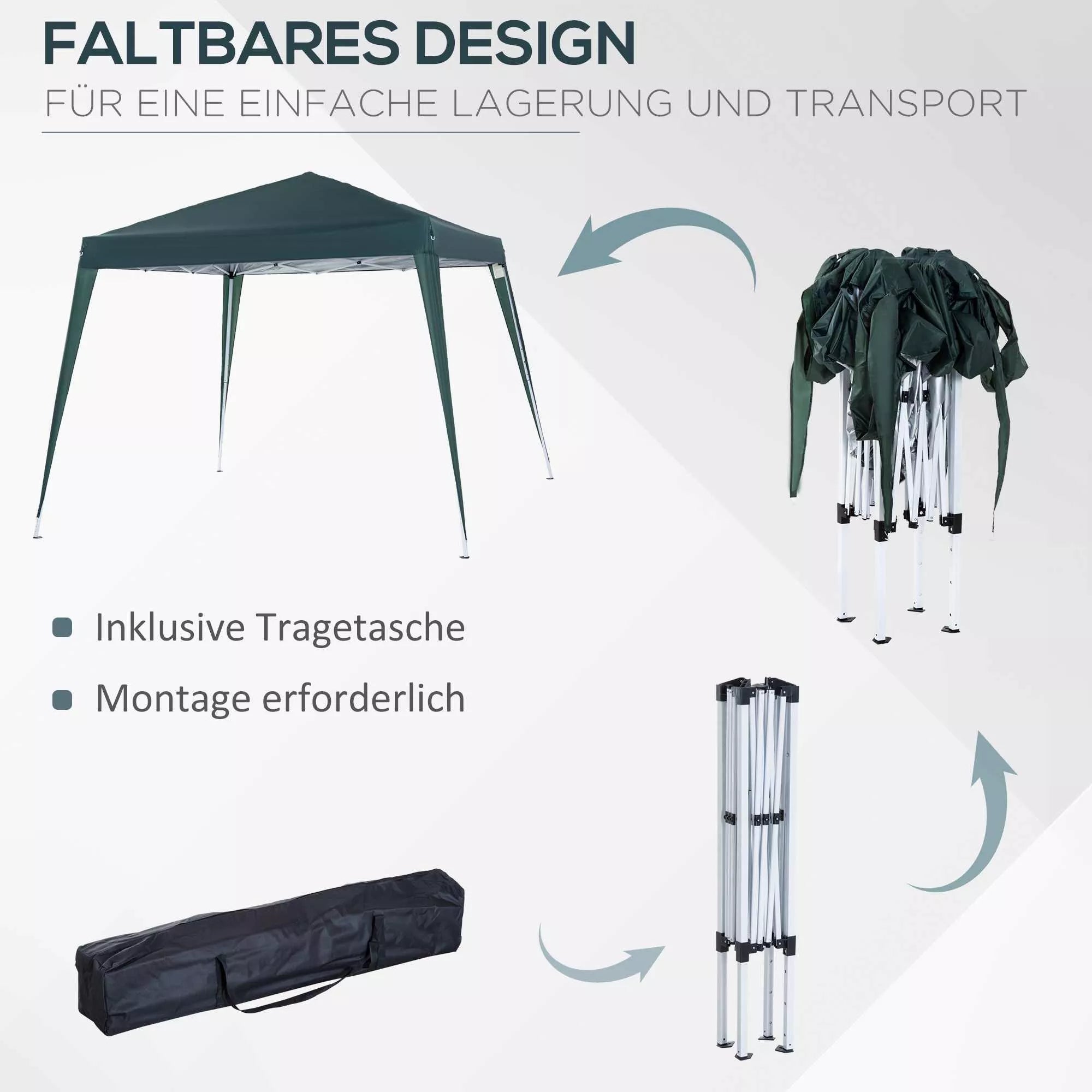 Žalio paviljono sulankstymo schema su nešimo krepšiu