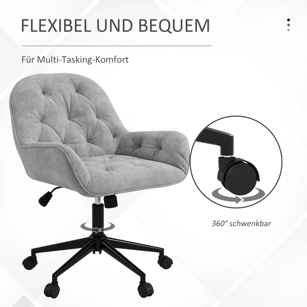 Biuro kėdė, darbo kėdė, kompiuterio kėdė, reguliuojamo aukščio, aksomo imitacija, pilkos spalvos