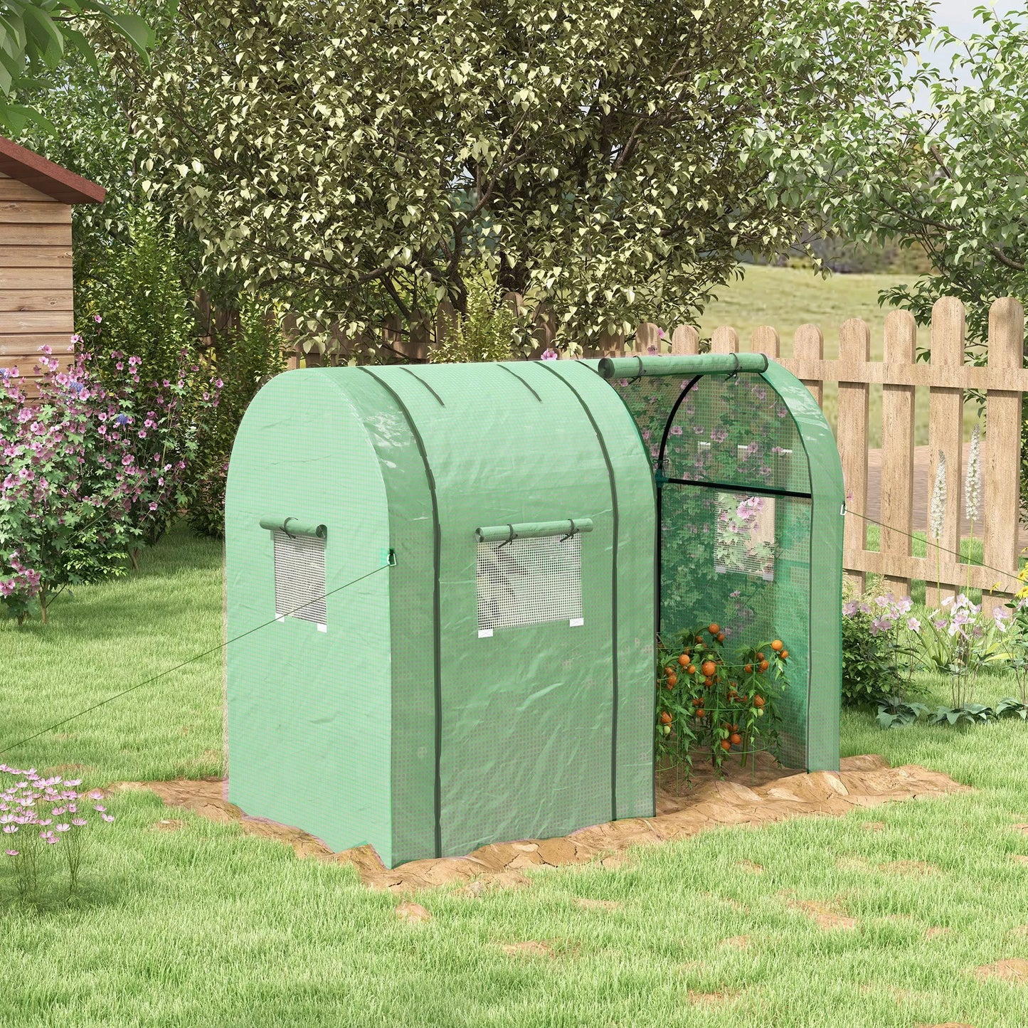 Mini šiltnamis Šiltnamis Šiltnamis, 2 auginimo zonos, suskleidžiamos durys, 185 x 94 x 150 cm, žalias