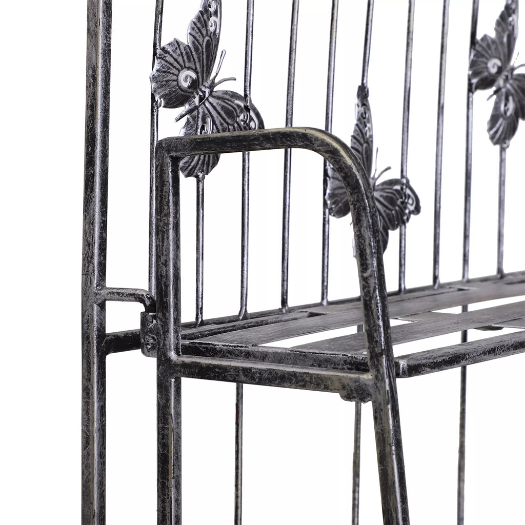 Augalų stovas Augalų stovas Gėlių stovas Gėlių laiptai Sodo stovas 3 lygiai Metalo sidabrinės spalvos 44 x 25 x 96 cm
