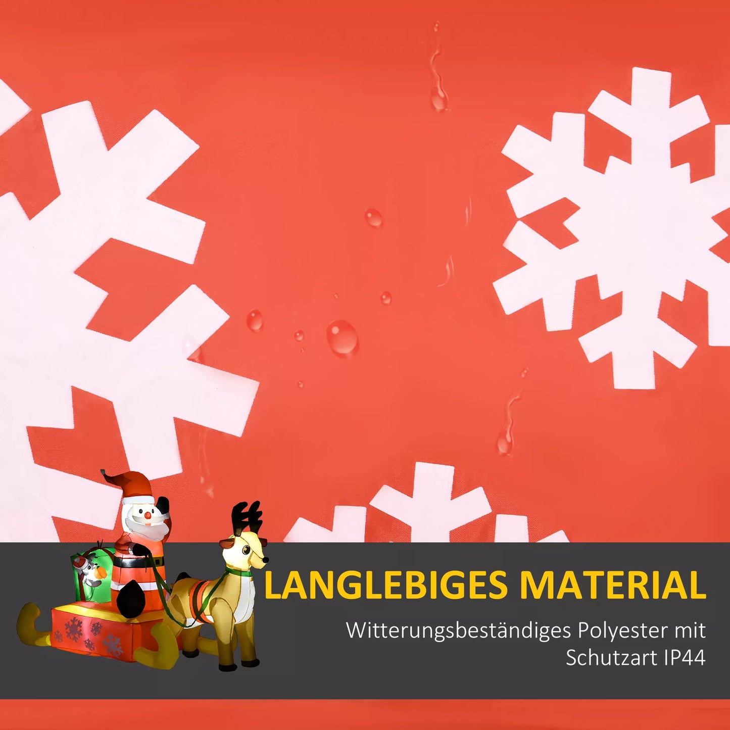 HOMCOM Pripučiamas Kalėdų Senelis su rogėmis ir elniu, su LED lemputėmis, sodui