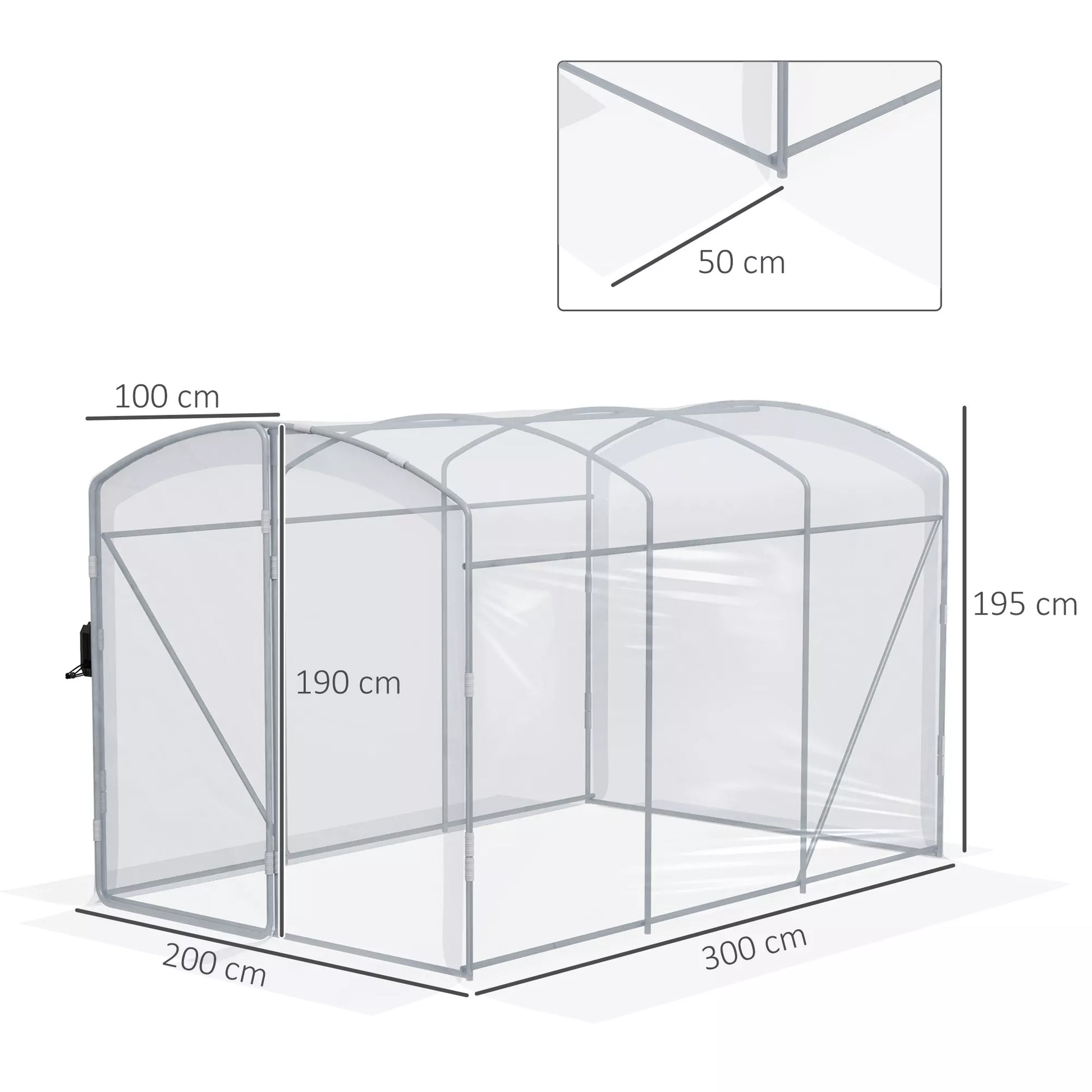 Tunelinis šiltnamis, įeinamas, skaidri plėvelė, cinkuotas plieninis rėmas, 3 x 2 x 2 m