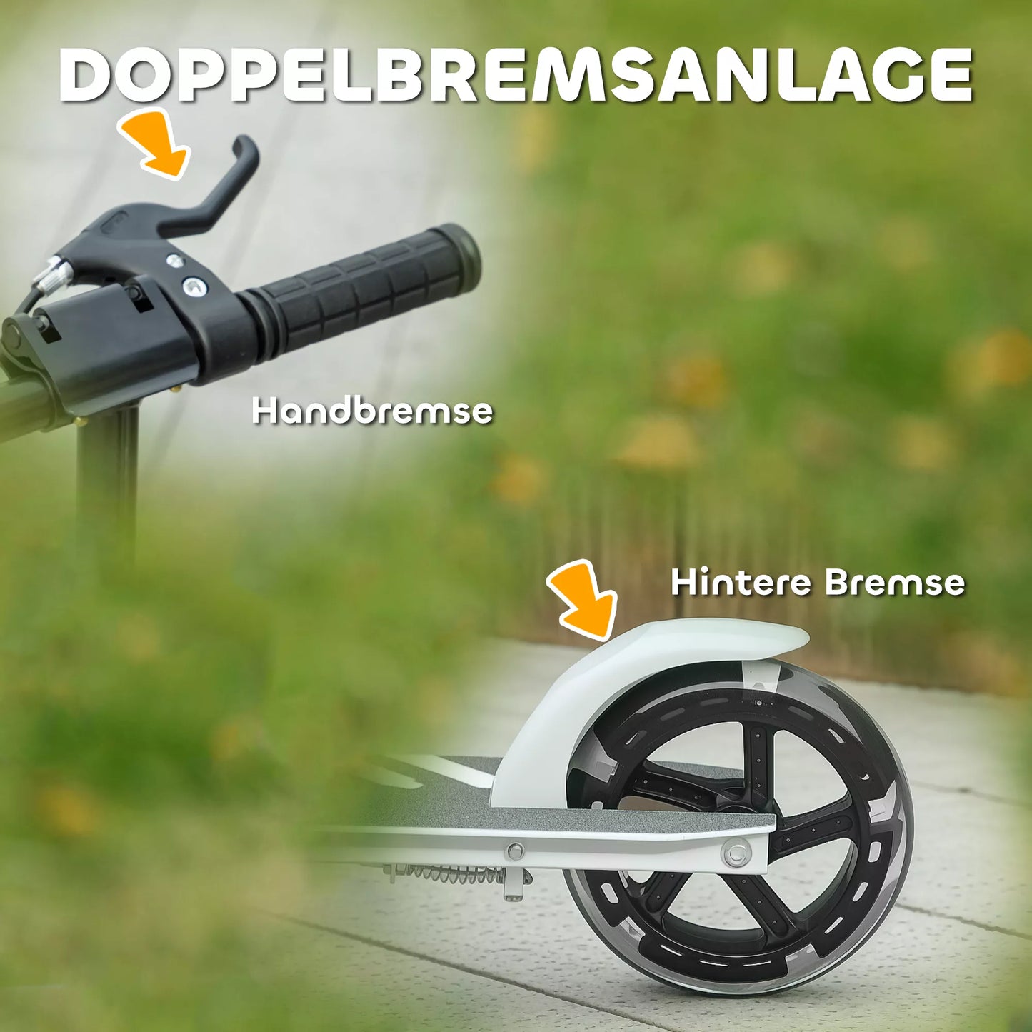 Vaikutis paspirtukas, Dvigubi stabdžiai, Metalo rėmas, Atrama kojai, Sulankstomas, 3-8 metai, Baltas