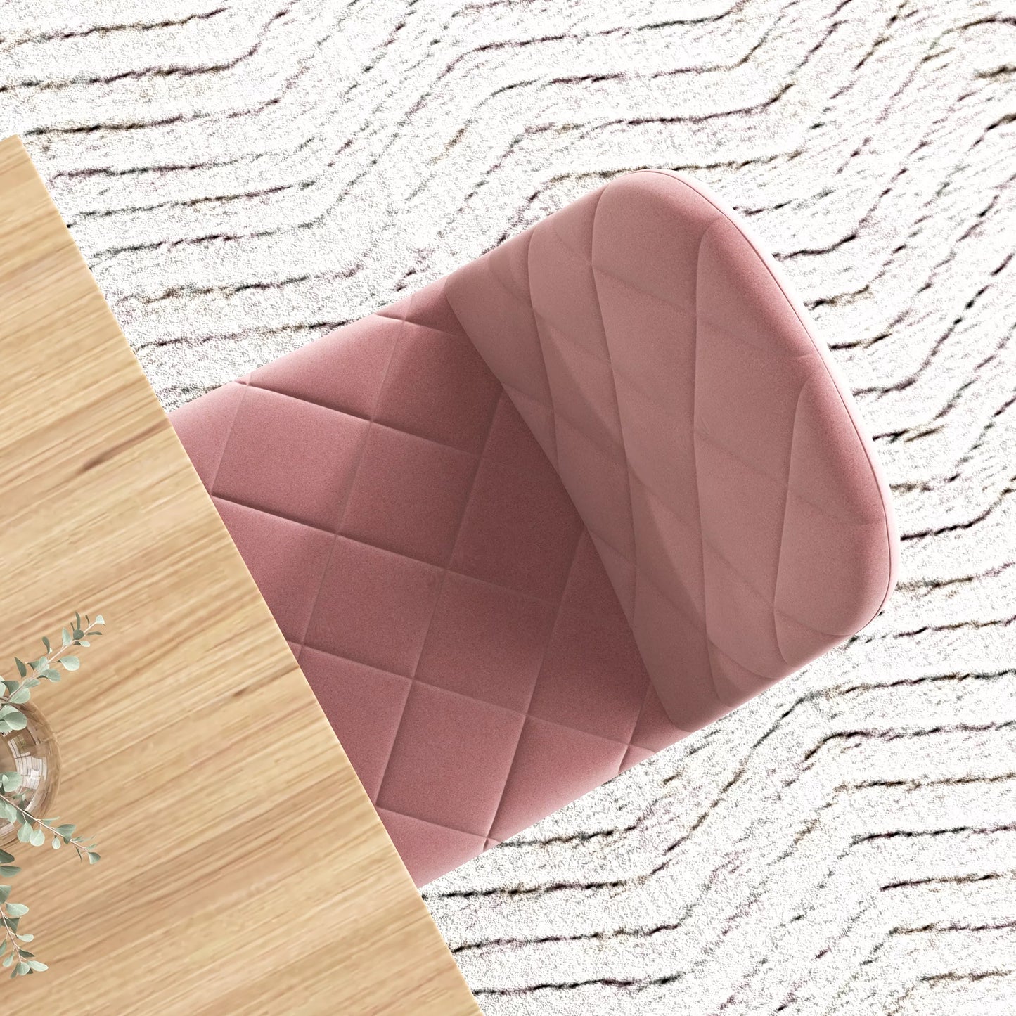 Valgomojo kėdės, 4 vnt. rinkinys, virtuvės kėdė su atlošu, veliūro išvaizdos, fotelis 45 x 54 x 87 cm, rožinė