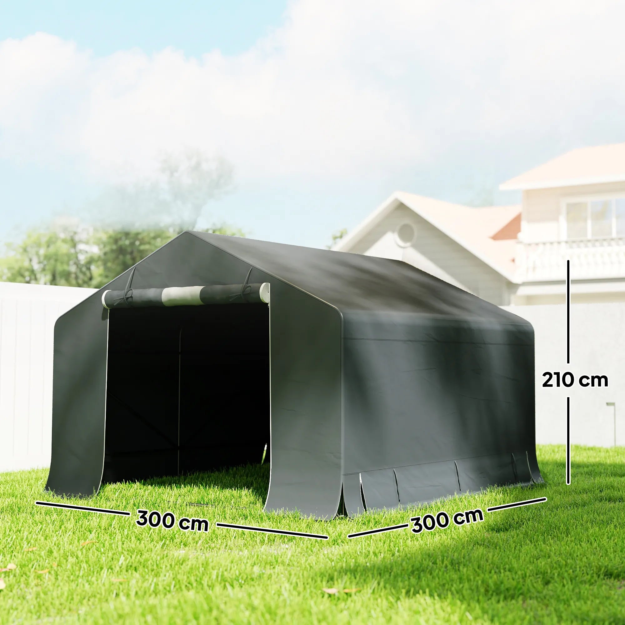 Ūkinis palapinės garažas 3x3 m, tamsiai pilkas