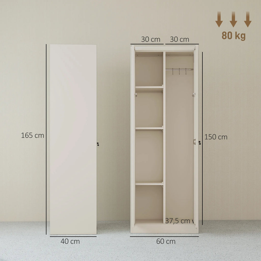 Ūkinės spintos matmenų schema: 165x60x40 cm, apkrova 80 kg