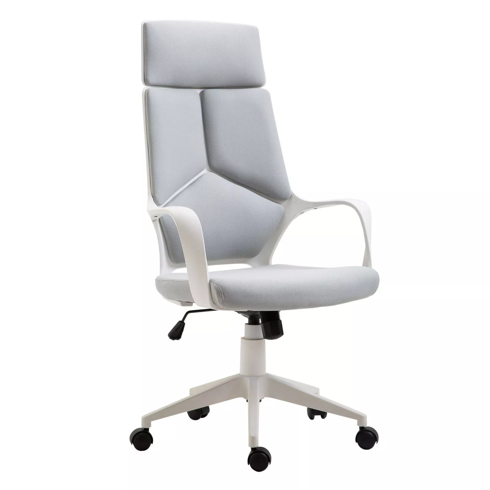 Ergonomiška biuro kėdė, tinklinė medžiaga, reguliuojamas aukštis, sukiojama, su ratukais, pilka + balta
