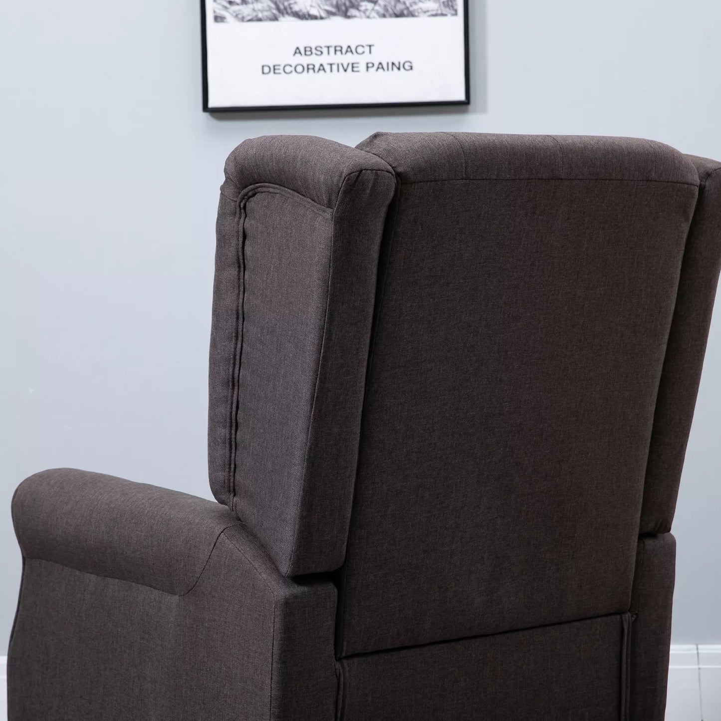 HOMCOM Minkštas krėslas su kapitoniniu dygsniu, aukšta atlošo atrama, apmuštas, poilsio krėslas su užapvalintais porankiais, medinės kojos, miegamajam, svetainei, iki 160 kg, rudas