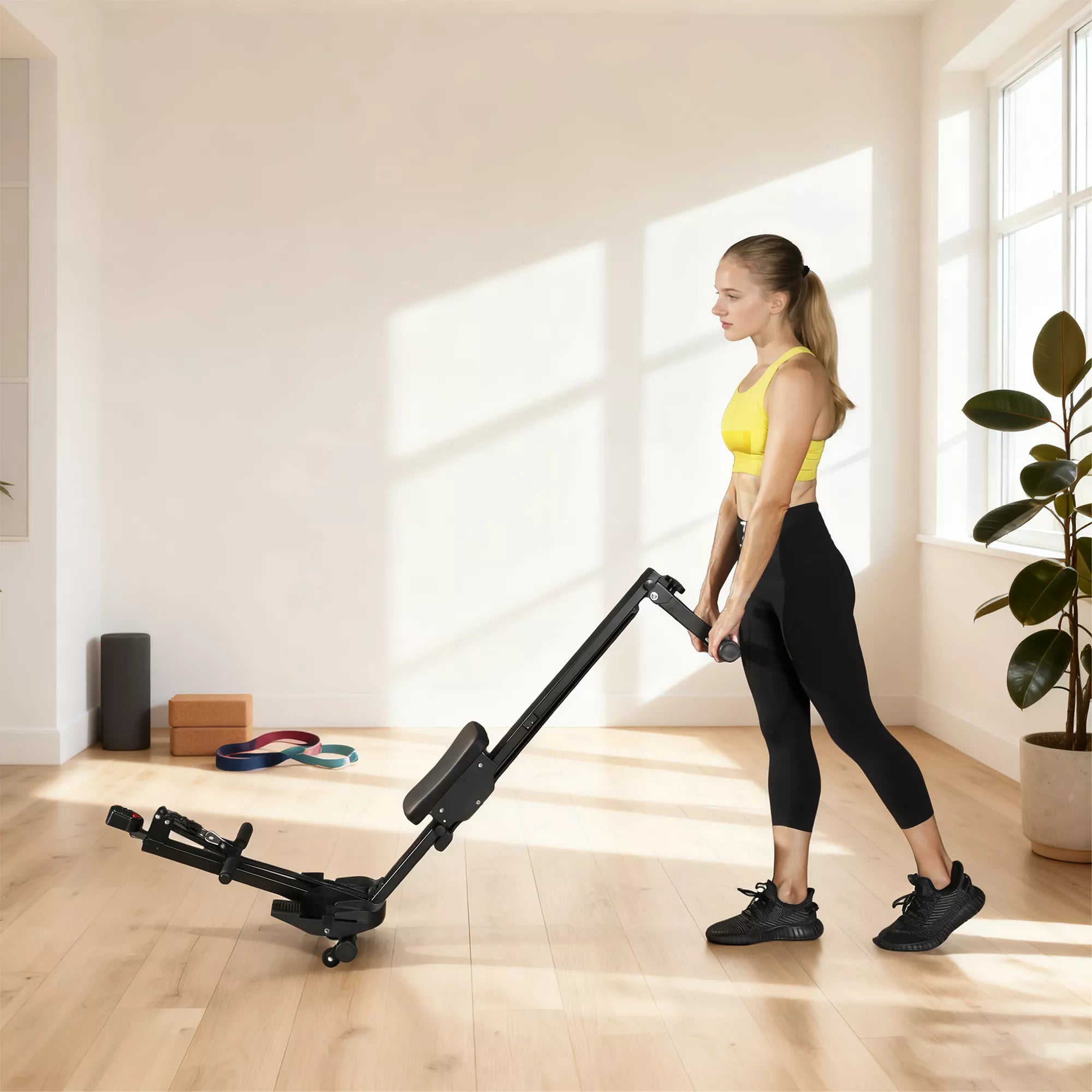 Irklianimo treniruoklis, irklavimo treniruoklis namams, LCD ekranas, sėdynės pagalvėlė, 150 kg apkrova, tylus veikimas, plienas, juodas