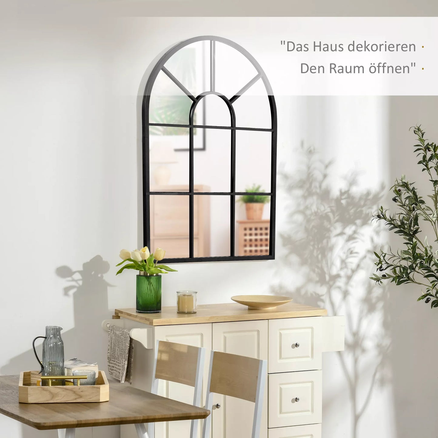 Veidrodis su metaliniu rėmu, 91 cm x 2 cm x 60 cm, juodas