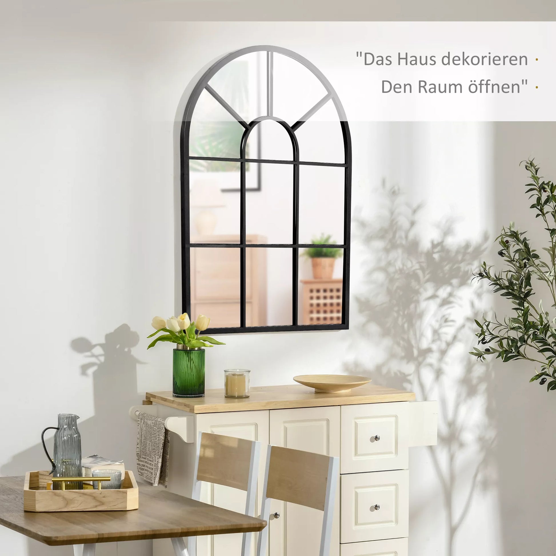 Veidrodis su metaliniu rėmu, 91 cm x 2 cm x 60 cm, juodas