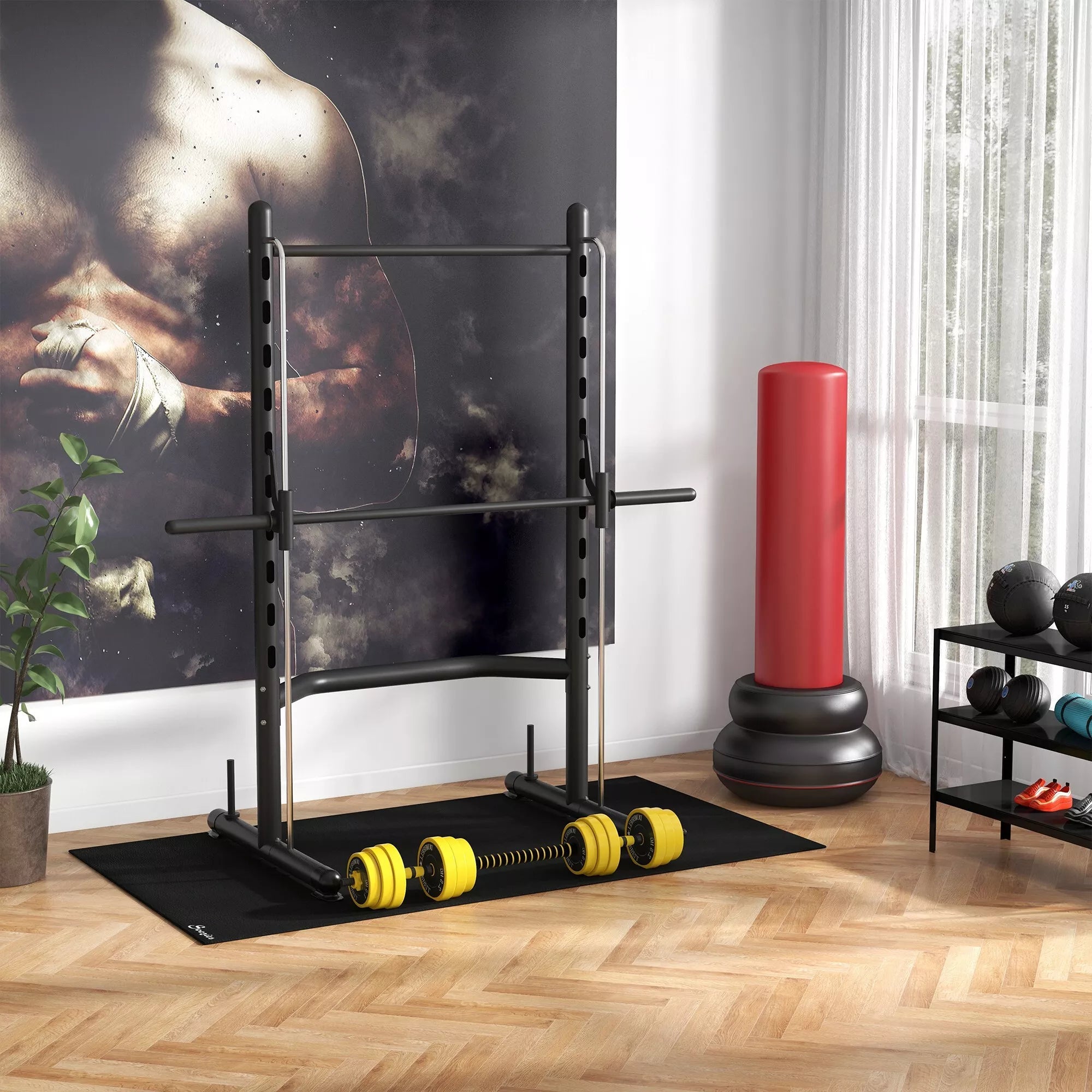 Hantelių ir štangos rinkinys, 25 kg, 3-in-1, geltonas ir juodas