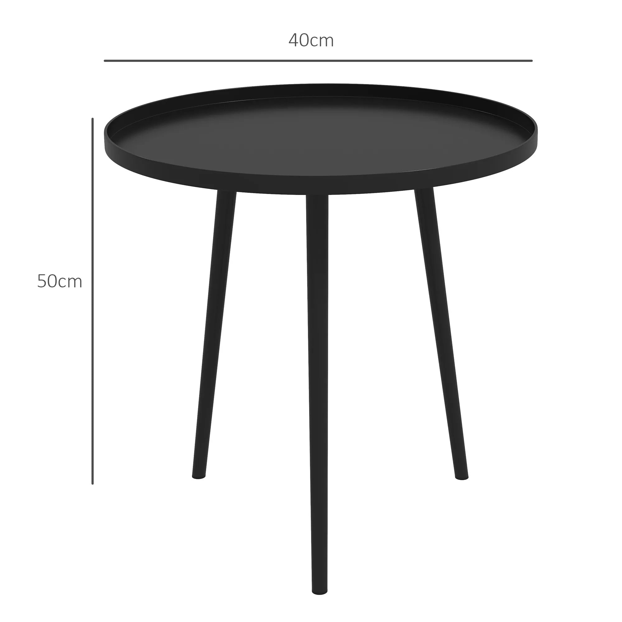 Lauko staliukas, sodo staliukas, apvalus terasos staliukas, plienas, Ф40 x 50Hcm, juodas