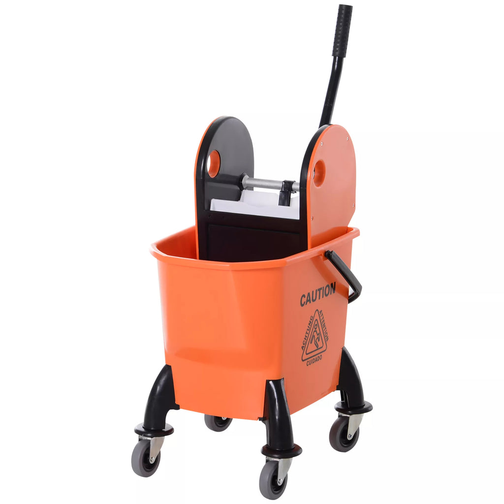 Ratinis valymo kibiras, šluotos kibiras, šluotos presas, 26 l, plastikinis, oranžinis