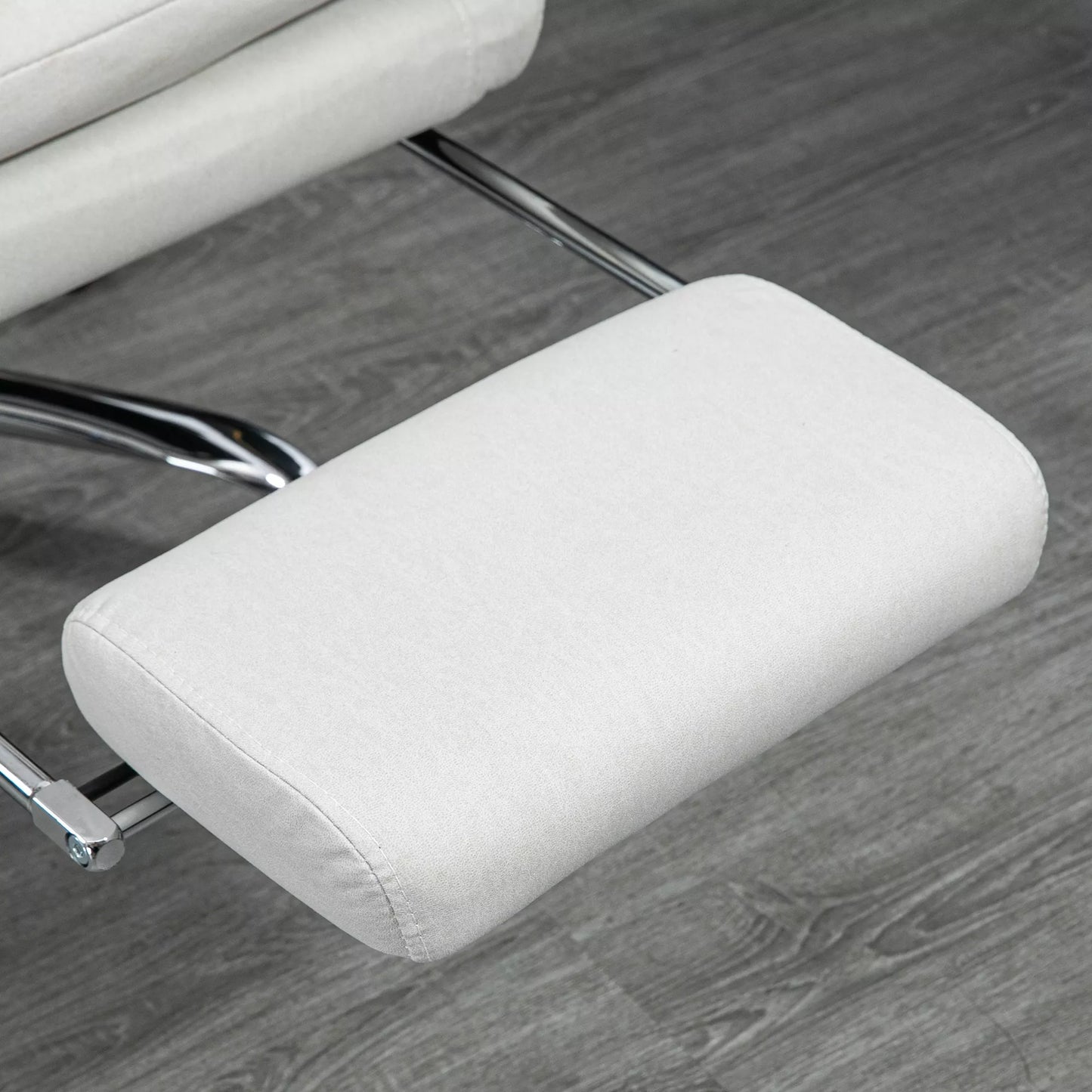 Biuro kėdė su masažo funkcija, šildoma, atlošiama, dirbtinė oda, 65x72x109-117cm, kreminės baltos spalvos