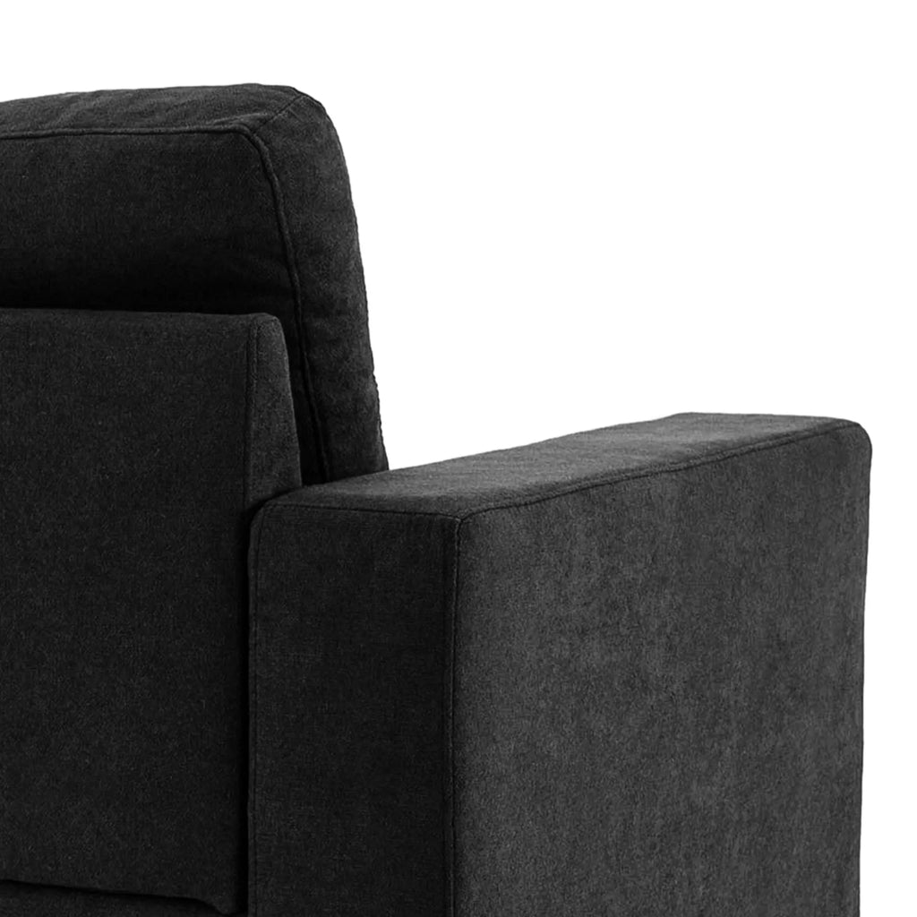 3 vietų sofa Kampinė sofa su chaise longue, su sagčių apdaila, 193 x 136 x 85 cm, Juoda