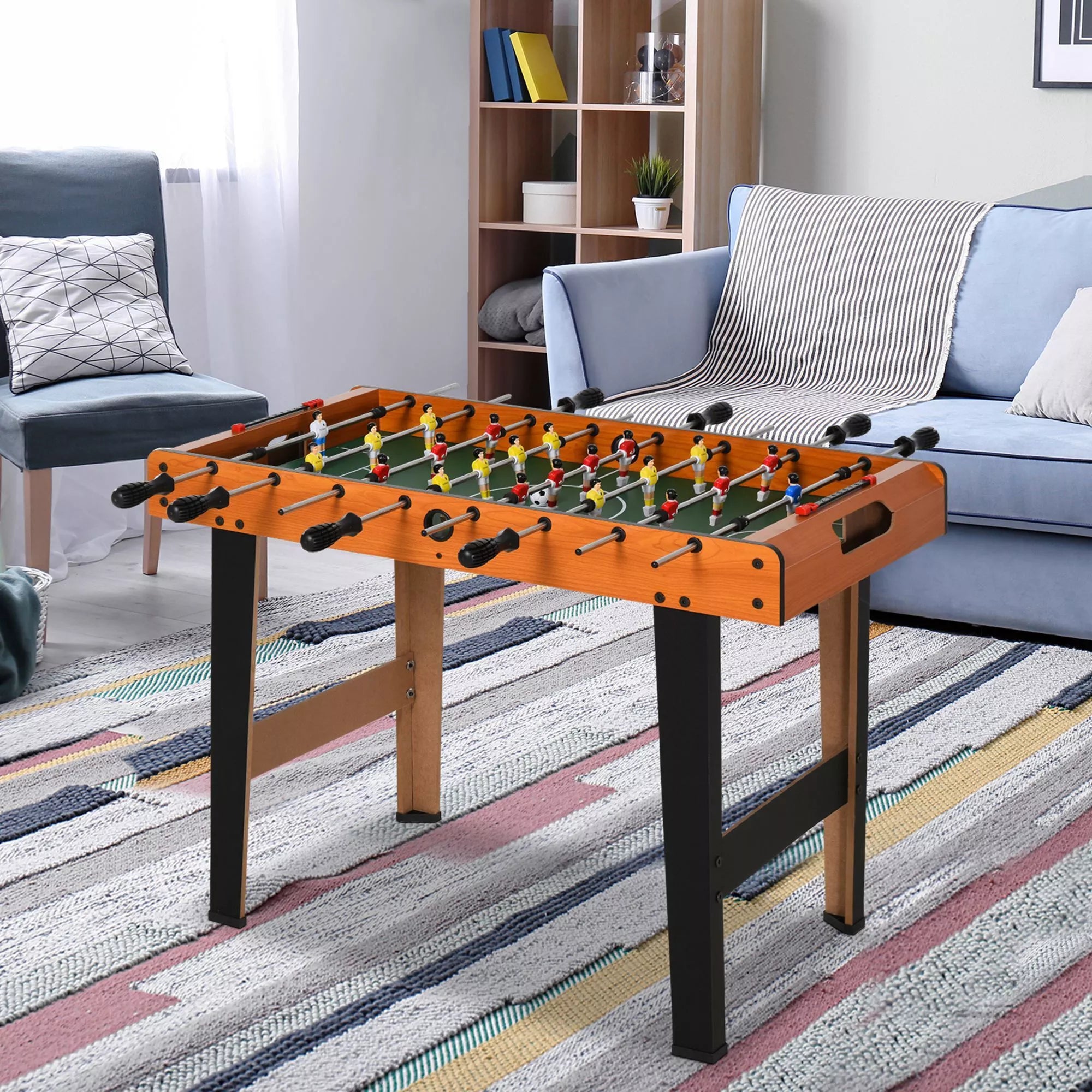 Stalo futbolo stalas su nerūdijančio plieno strypais, skirtas paaugliams ir suaugusiems, 84,5 x 40 x 61,2 cm, juodos spalvos