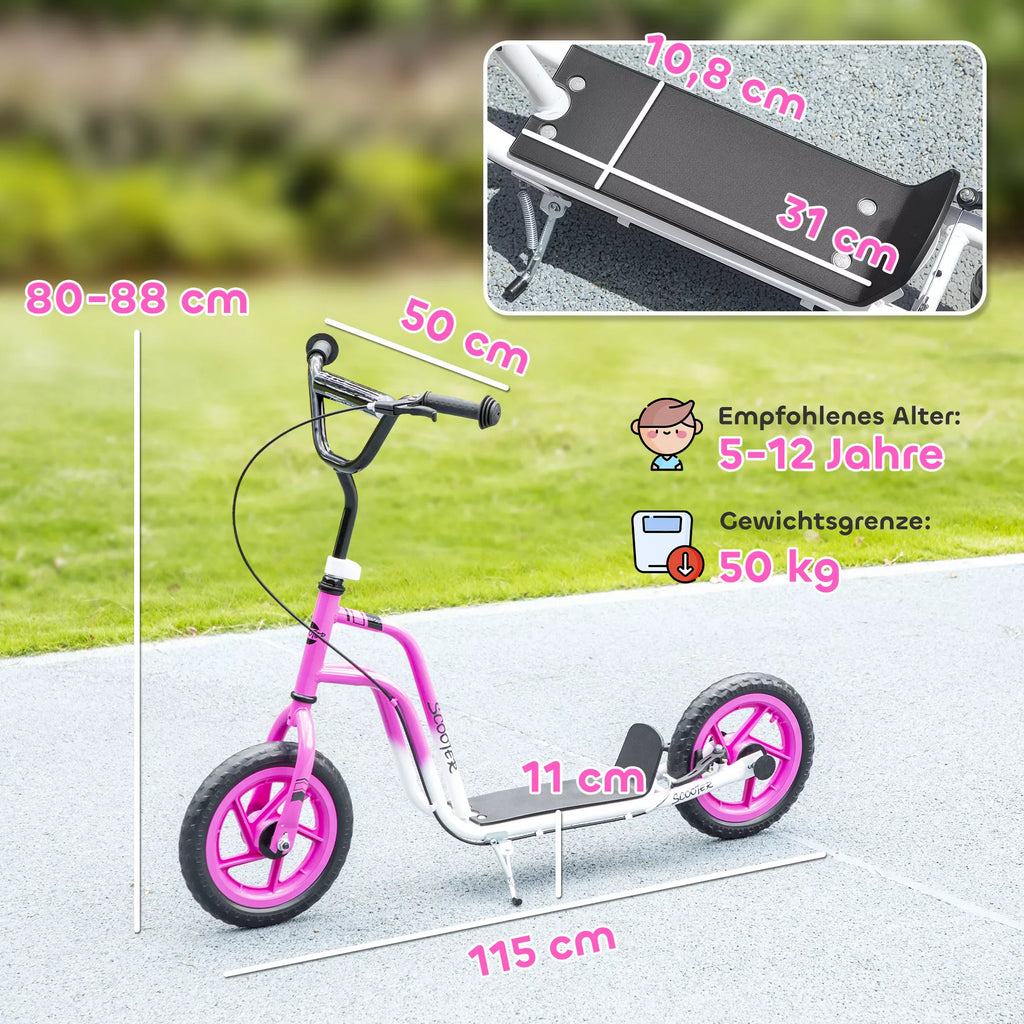 Infografika: rožinio paspirtuko vairo aukštis 80–88 cm, ilgis 115 cm, iki 50 kg