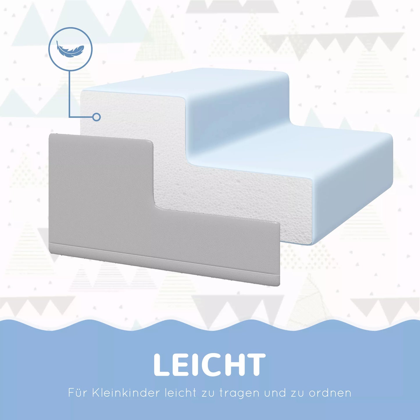 4 dalių minkštų blokelių rinkinys laipiojimui ir čiuožinėjimui, su dirbtinės odos užvalkalu, 1–3 metų vaikams, daugiaspalvis