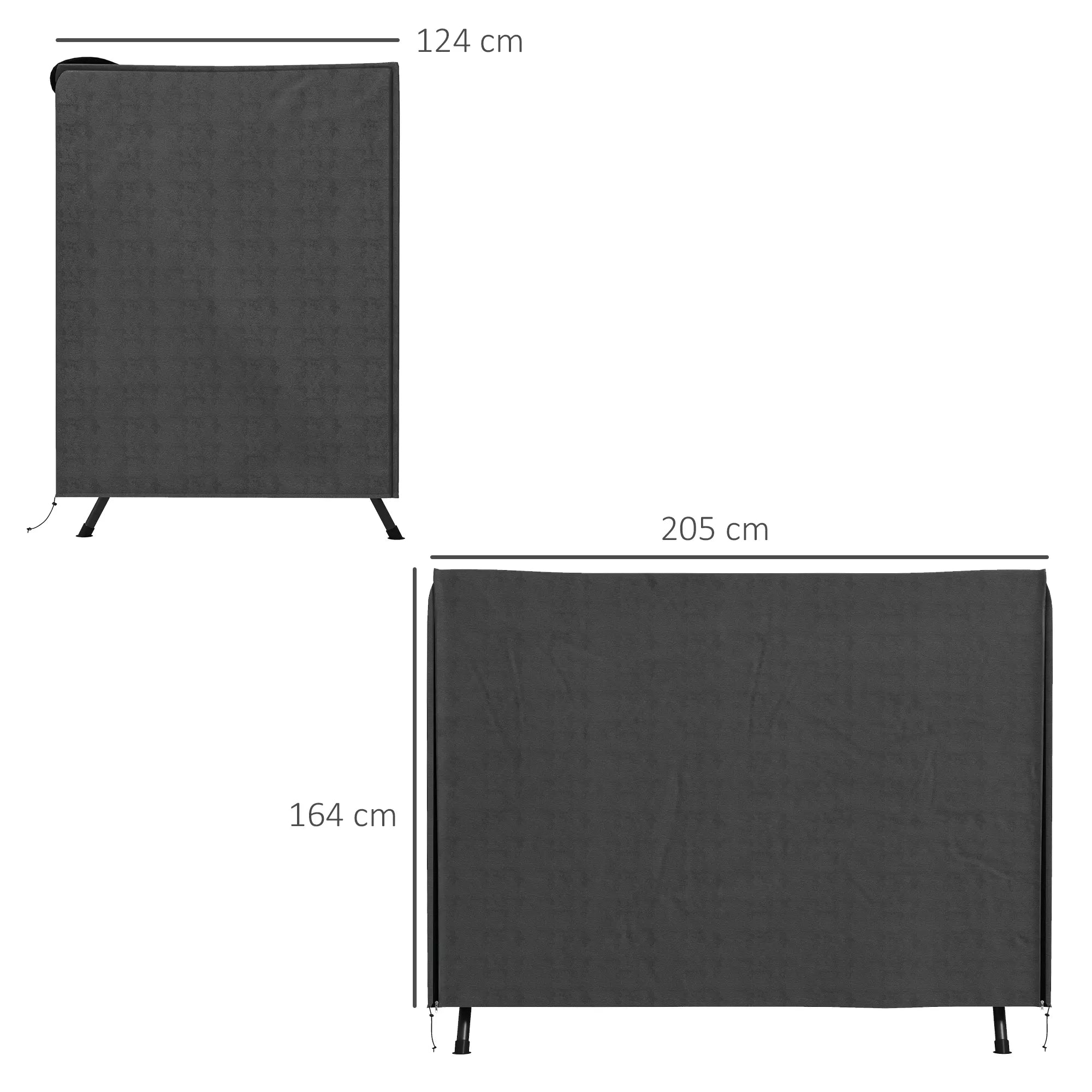 Sodo sūpynių dangtis Vidaxl, 205 x 124 x 164 cm, tamsiai pilkas