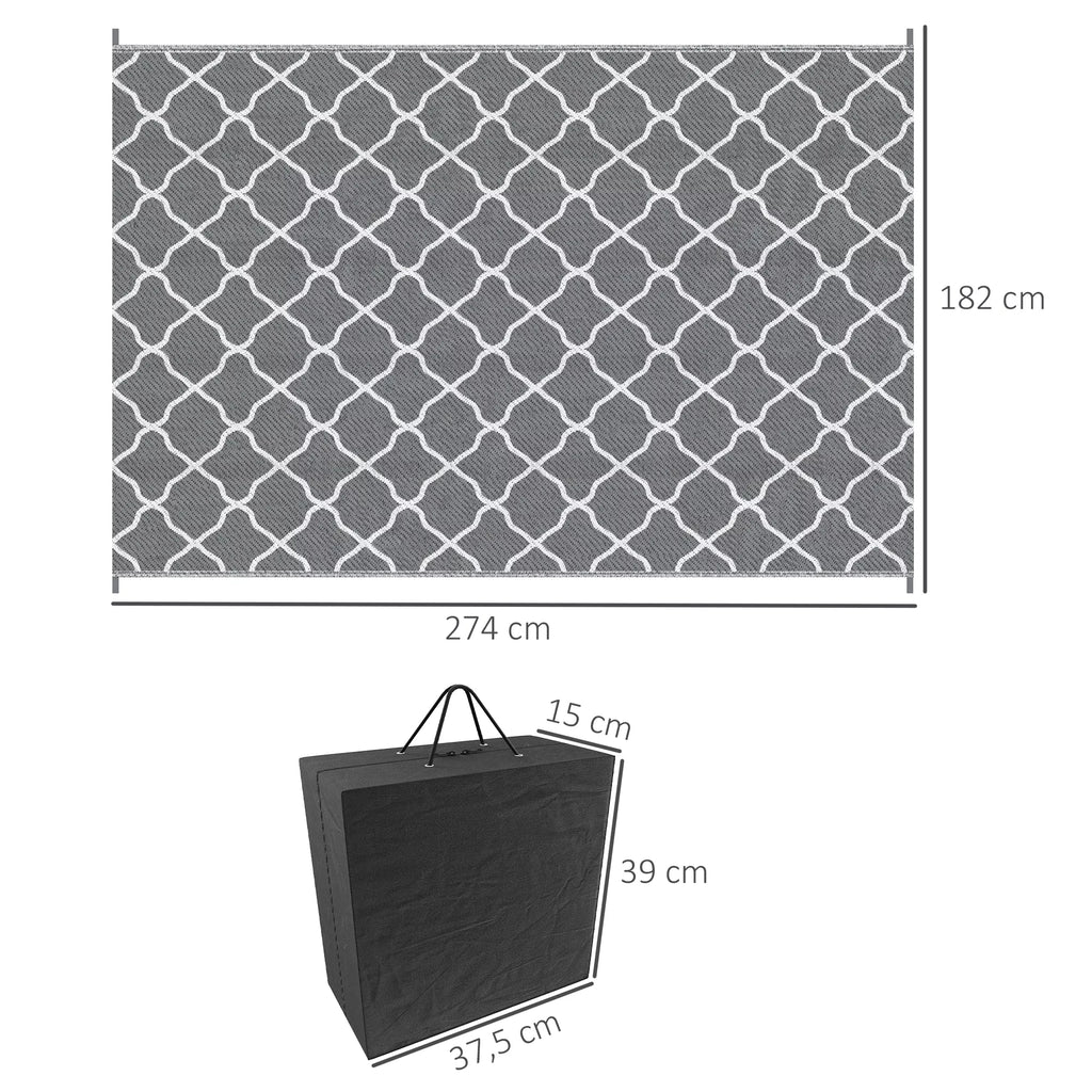 Lauko kilimas, tvirtas, atsparus atmosferos poveikiui Lauko kilimas su tinkliniu raštu 182 x 274 cm Pilkos spalvos
