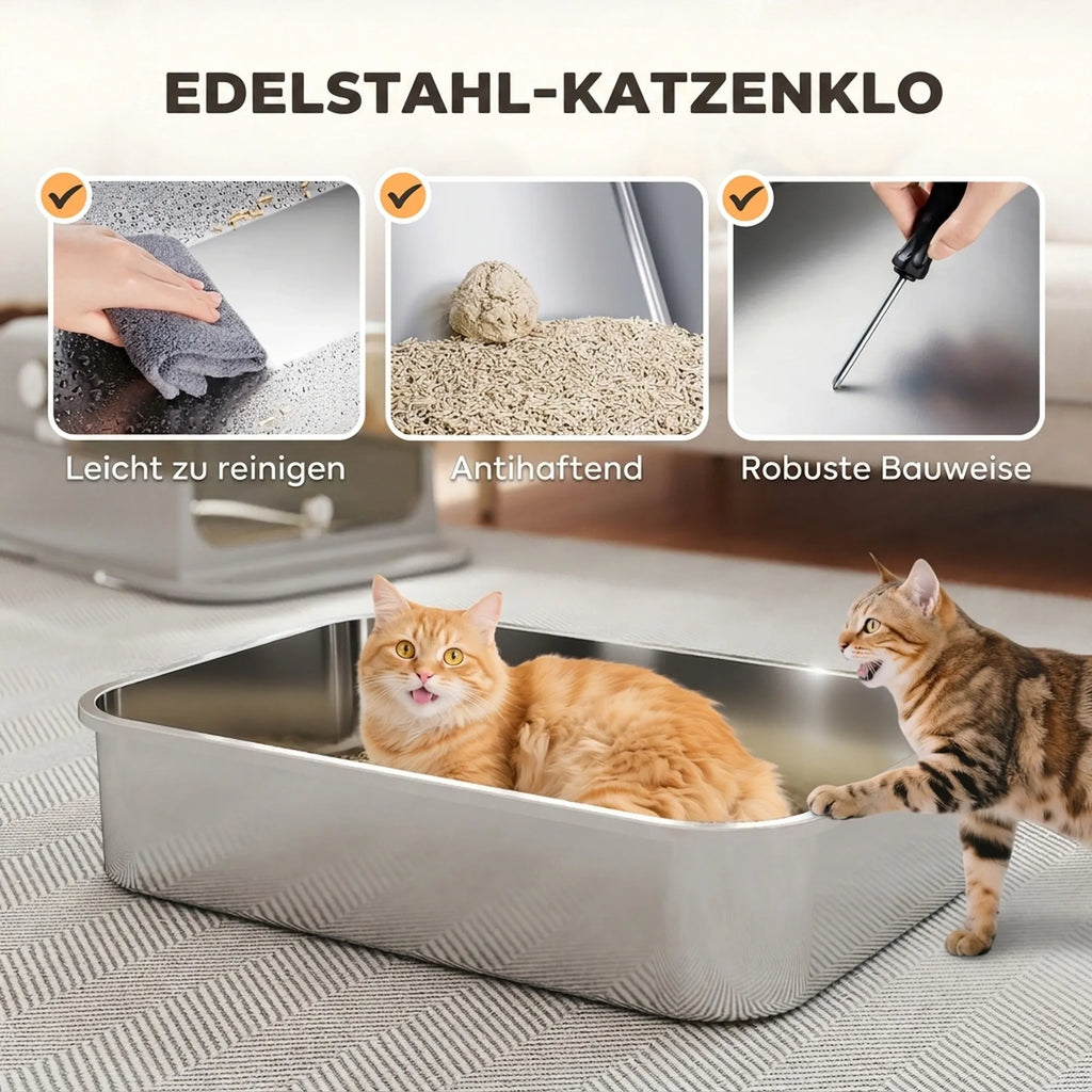 Uždaras kačių tualetas XXL su dangčiu pilkas