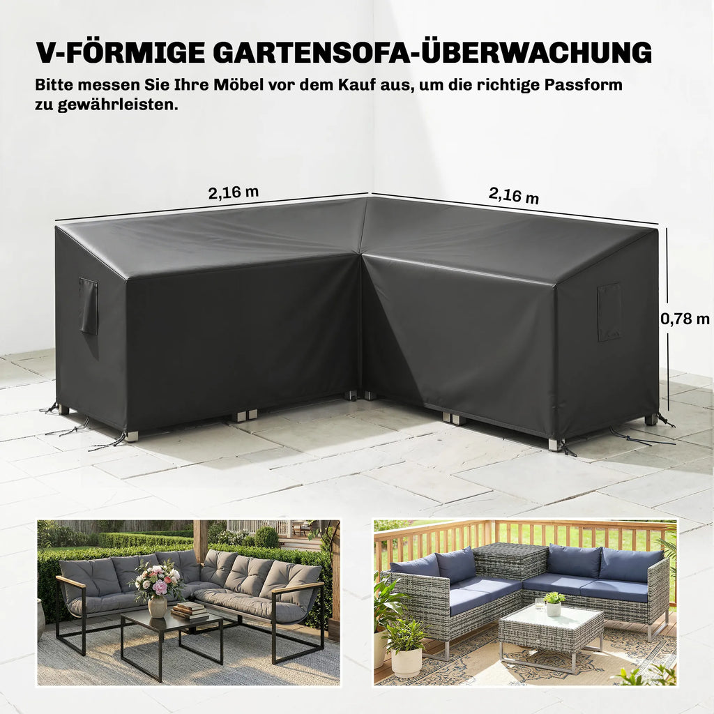 V formos sodo baldų uždangalas poliesterio 216x216x78 cm juodas