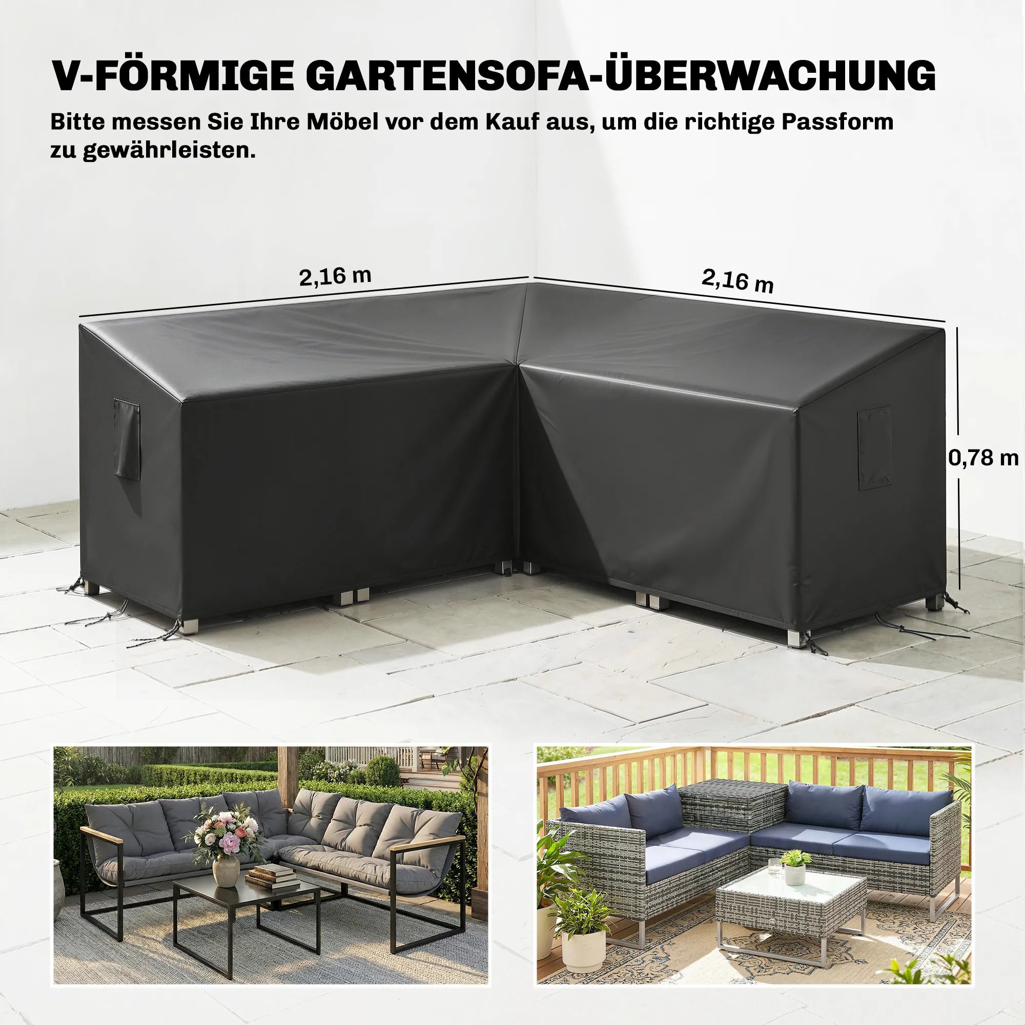 V formos sodo baldų uždangalas poliesterio 216x216x78 cm juodas
