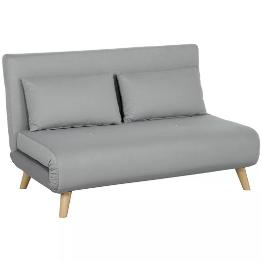 Miegamoji sofa, poilsio sofa, su 2 pagalvėlėmis, aksomo išvaizda, 130 x 78 x 79 cm, šviesiai pilka
