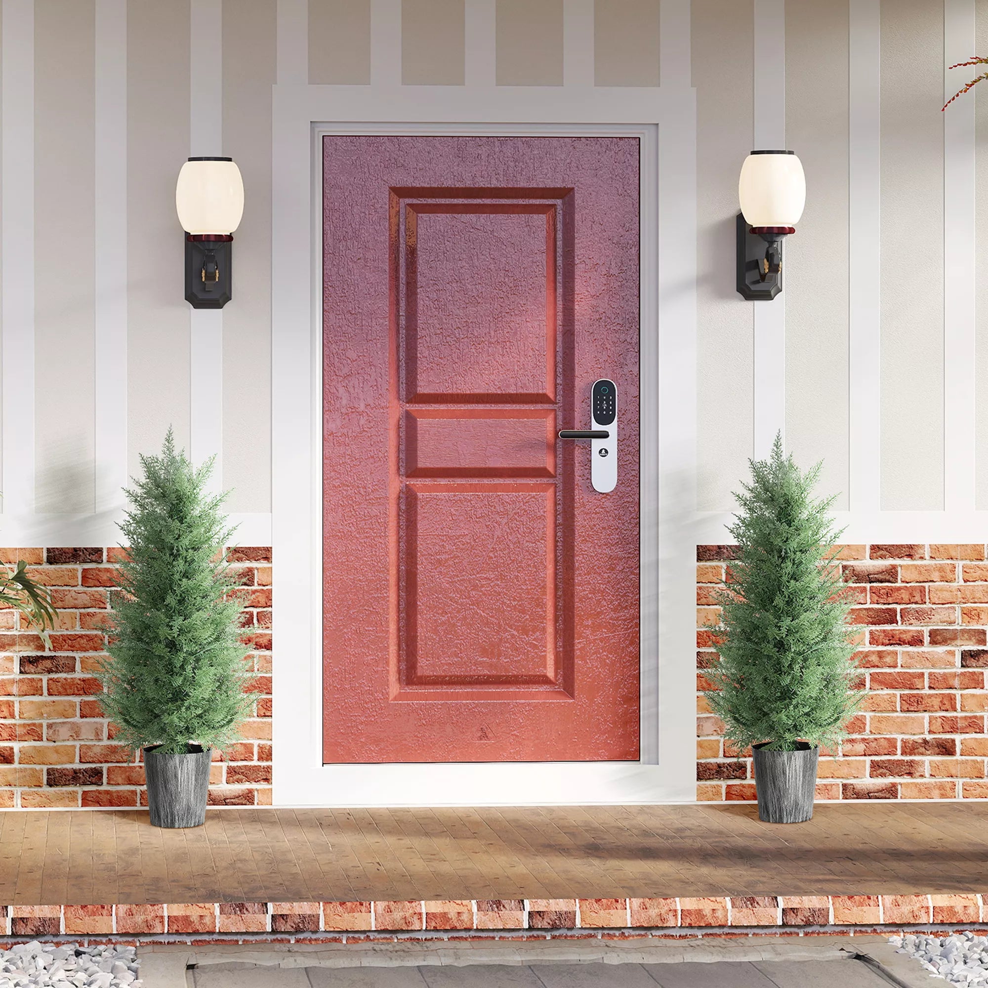 2 vnt. dirbtinių kiparisų rinkinys, didelis, 90 cm, dirbtinis augalas, plastikinis dirbtinis augalas vazonėlyje, 15 x 15 x 90 cm, žalias