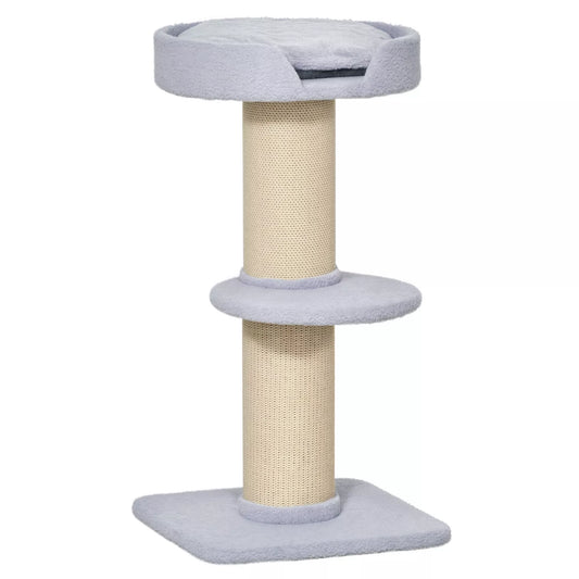 Kačių medis 91 cm Kačių bokštas su sizaliniais stiebais, platforma, pagalvėlėmis daugiaaukštis kačių draskymo medis, laipiojimo medis, vidutinio dydžio katėms, šviesiai mėlynas