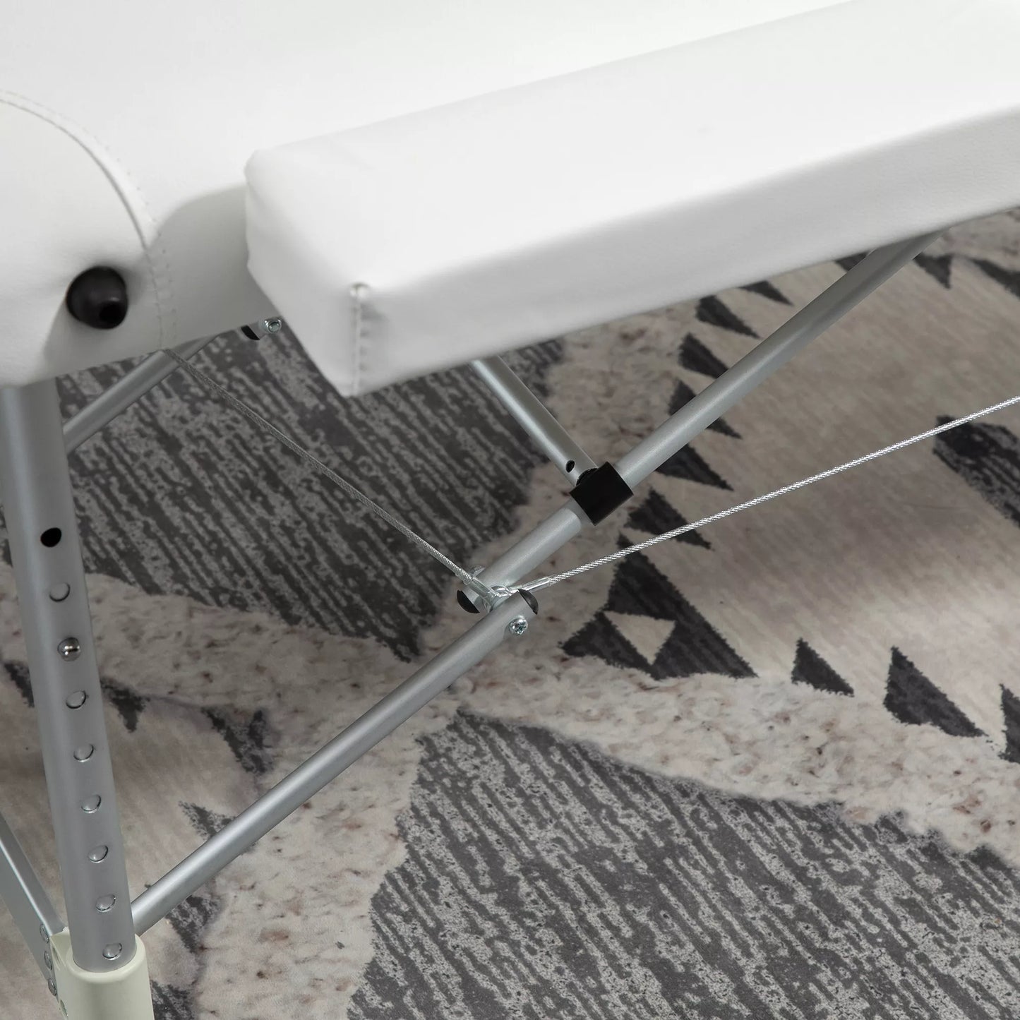 Nešiojama sulankstoma 3 zonų masažo kušetė su galvos atrama, atrama rankoms, transportavimo krepšiu, reguliuojamo aukščio aliumininė masažo kušetė, nešiojama, su priedais, iki 225 kg apkrovos, balta