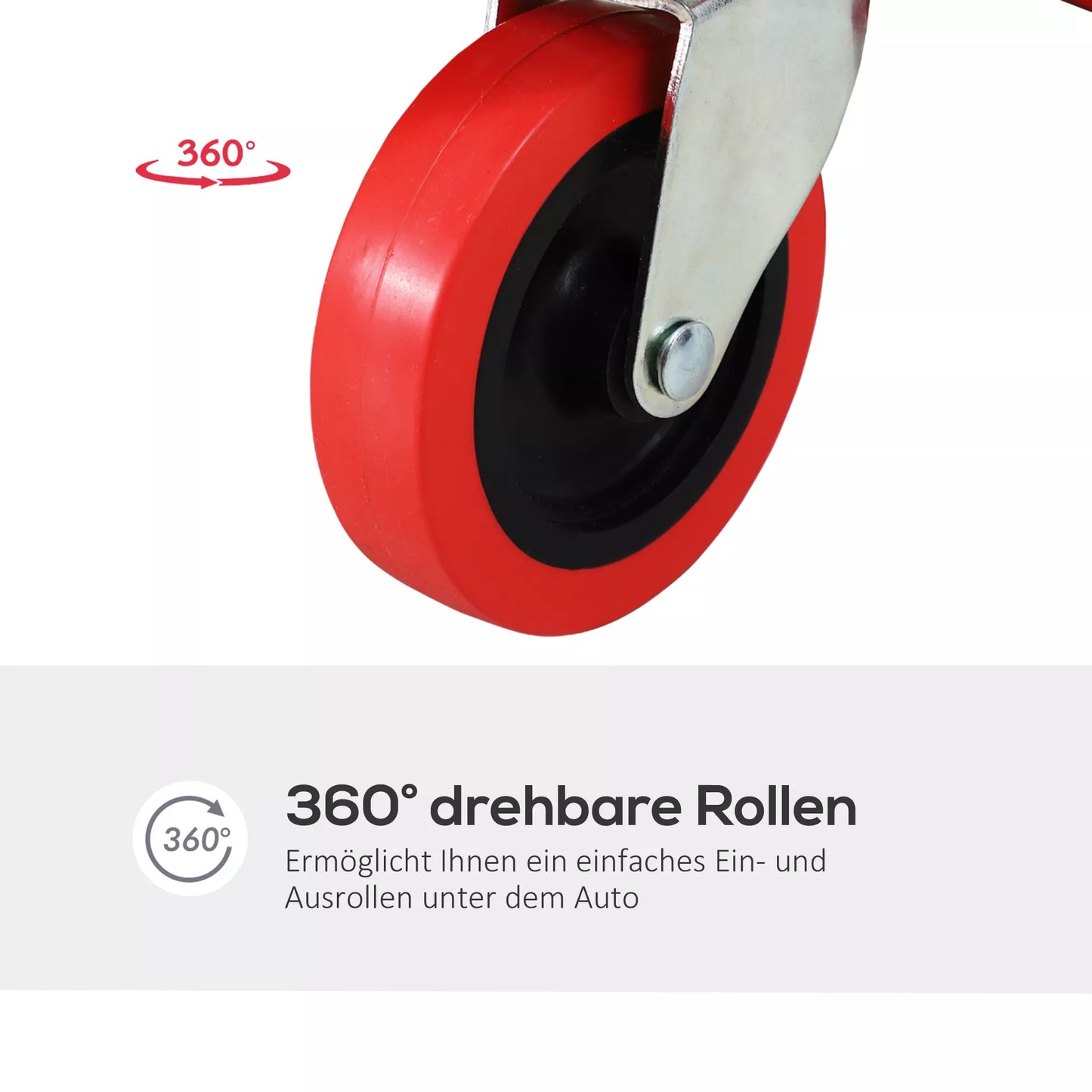 Montavimo vežimėlis, atrama galvai, padėklas įrankiams, atsparus aliejui, iki 120 kg, 100x48x12 cm, raudonas