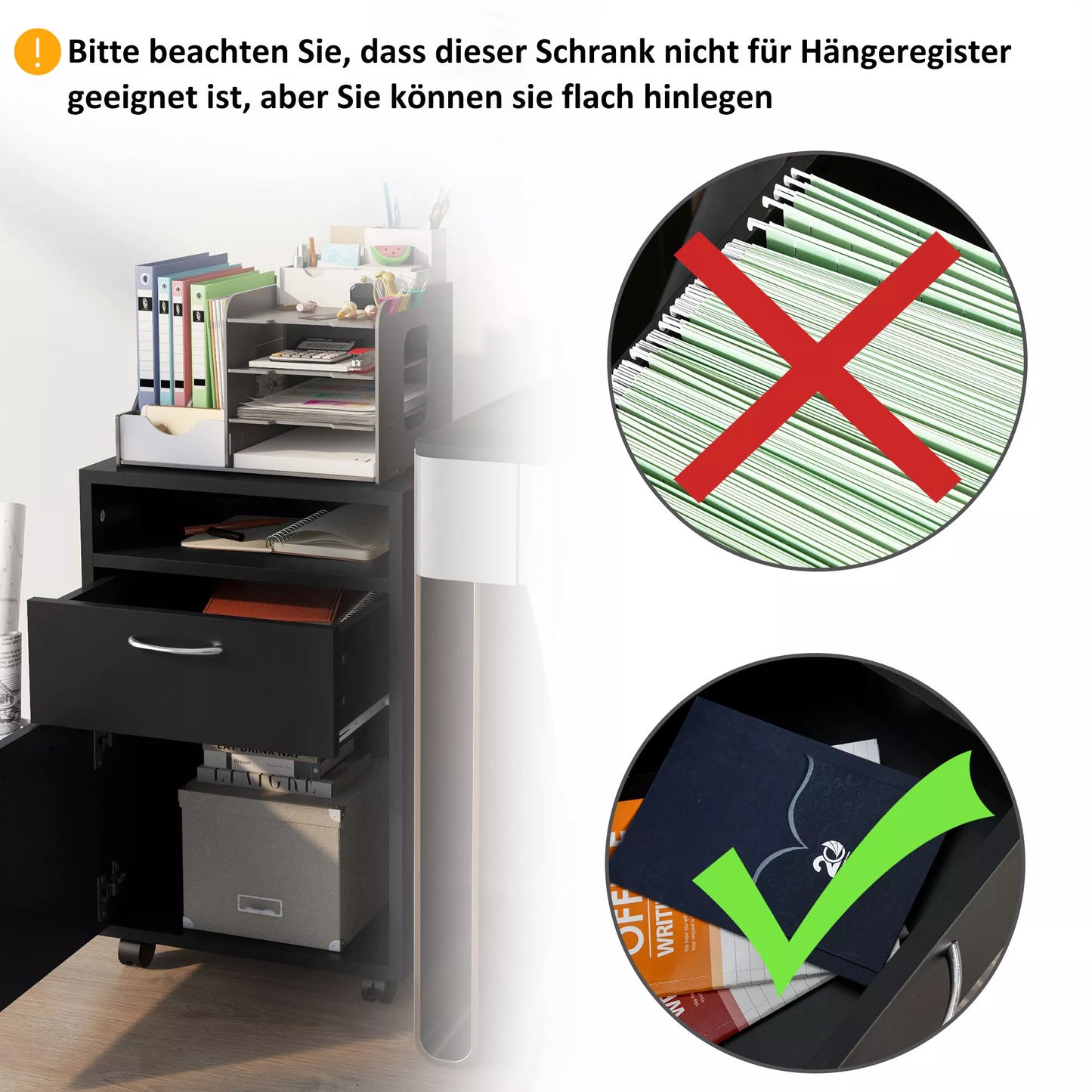 Mobilus konteineris, 1 skyrius, 1 lentyna, 1 stalčius, 40 cm x 3 cm x 60 cm, juodas