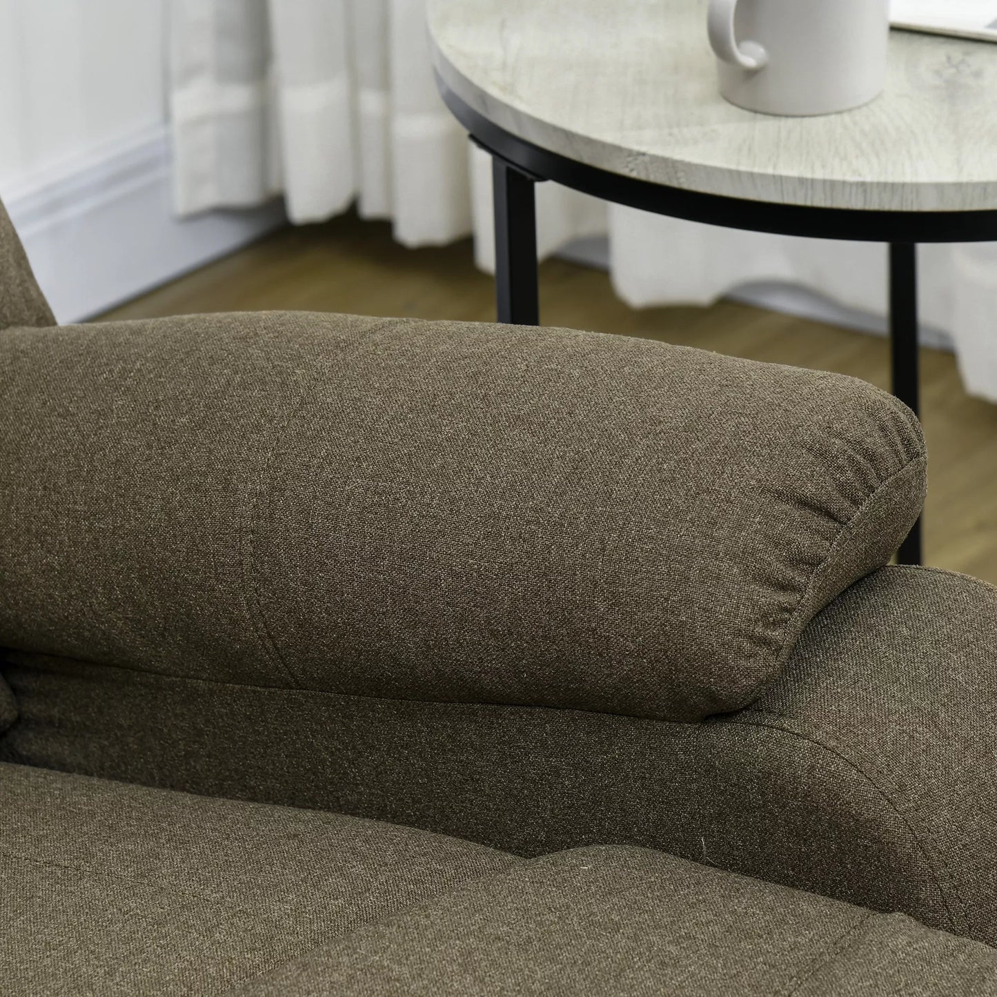 Poilsio krėslas, atlošimo funkcija ir kojų atrama, reguliuojamas, iki 150 kg, plieninis rėmas, 90 x 96 x 98 cm, rudas