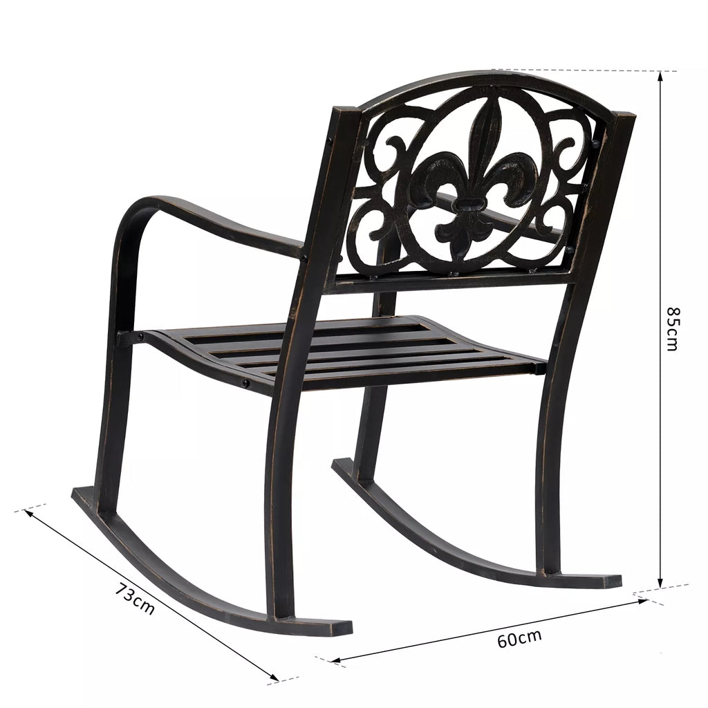 Sūpynės kėdė Sodo kėdė Sūpynės kėdė antikvarinė Sodo metalinė bronzinė B60 x T73 x H85cm