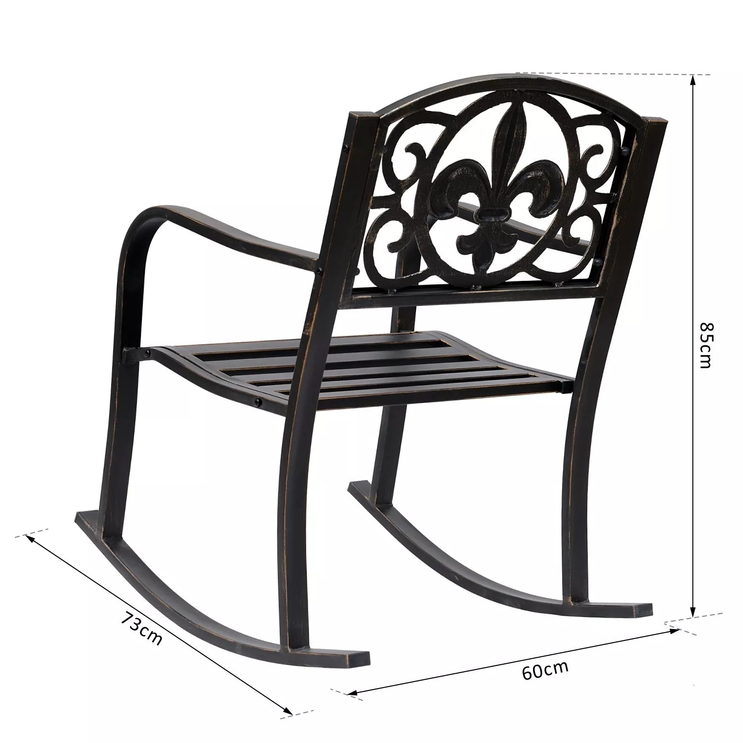 Sūpynės kėdė Sodo kėdė Sūpynės kėdė antikvarinė Sodo metalinė bronzinė B60 x T73 x H85cm