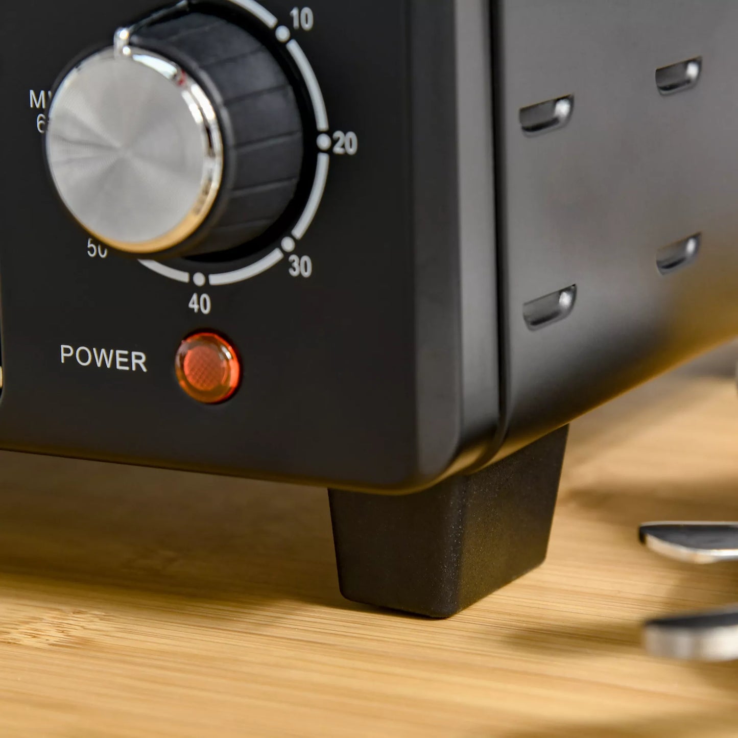 Miniorkaitė, 21 L skrudintuvo orkaitė su 1 vieliniu groteliu ir 1 kepimo skarda, 3 gaminimo režimai, 100 °C-230 °C, nerūdijantis plienas, stiklas, juoda