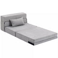 Grindų sofa, minkšta sofa, transformuojama į čiužinį, putplastis, pagalvėlės, šviesiai pilka