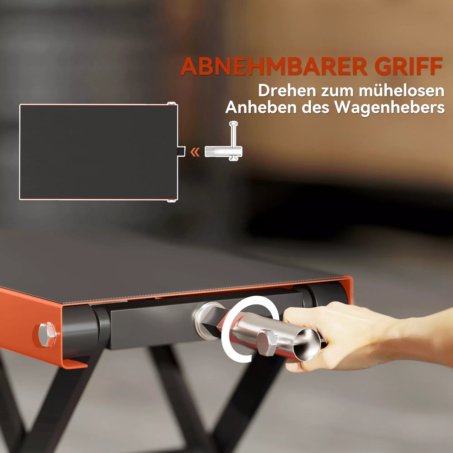 Motociklo keltuvas 500 kg, motociklo pakelimo platforma, reguliuojamas aukštis 135–390 mm, plienas, oranžinis