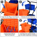 Valymo kibiras, šluotos kibiras, su ratukais, 26 litrai, plastikas, metalas, oranžinis
