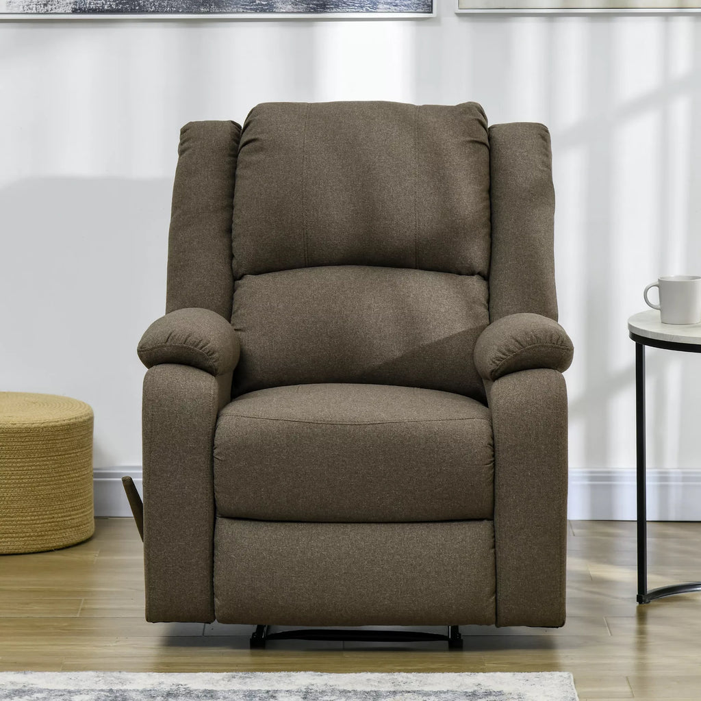 Atpalaiduojantis fotelis su atlošimo funkcija ir kojų atrama, reguliuojamas, iki 150 kg, plieninis rėmas, 90 x 96 x 98 cm, rudos spalvos