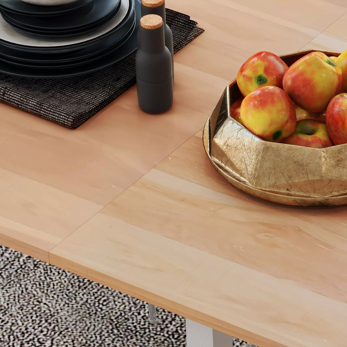 Valgomojo stalas 6 žmonėms, virtuvės stalas, prailginamas, rudas + baltas