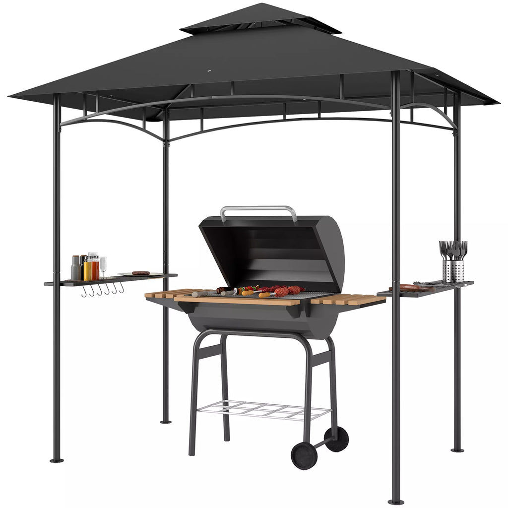 Grill paviljonas su LED 240 x 150 x 258 cm, atsparus vandeniui, ugniai atsparus Sodo paviljonas su dvigubu stogu