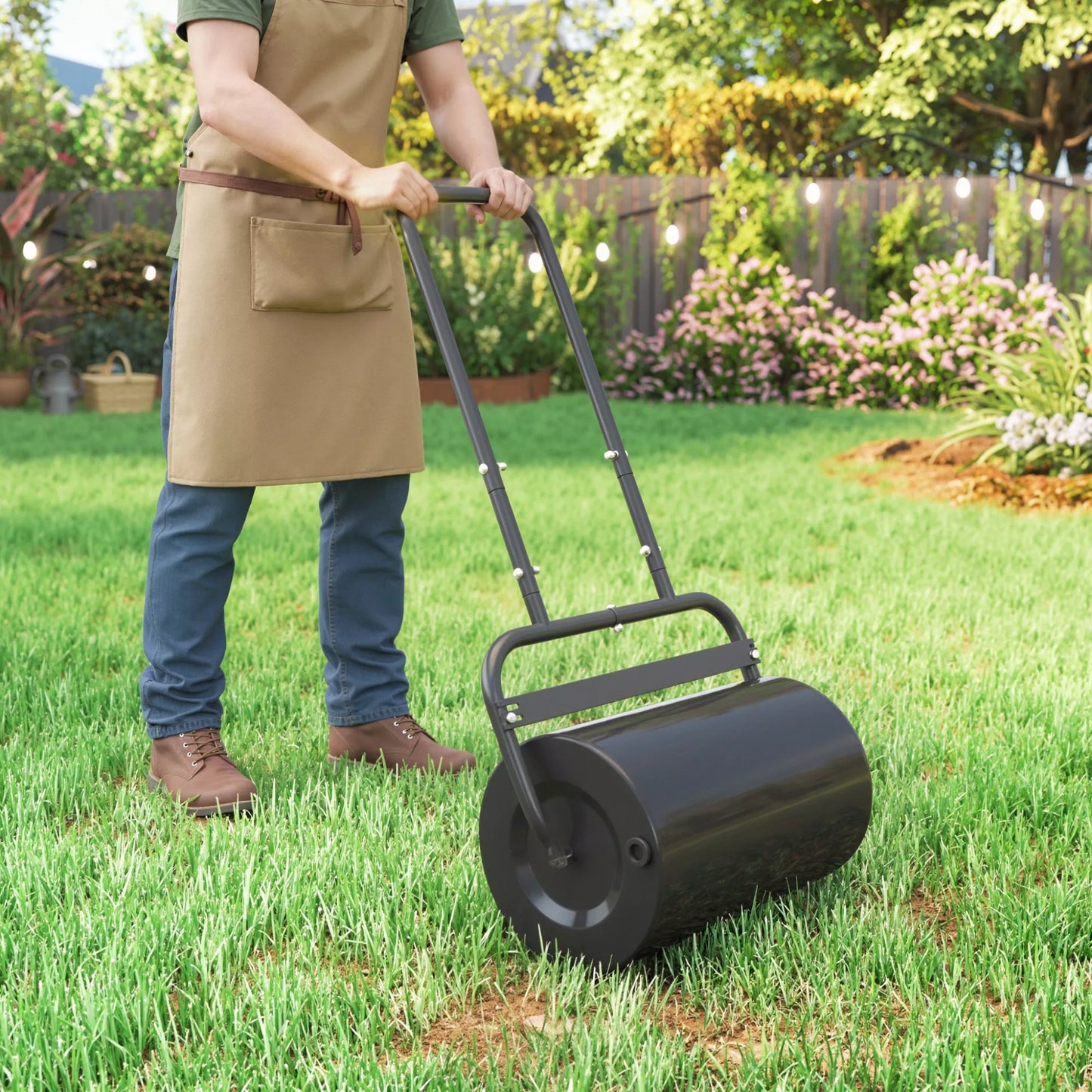 Vejos volas su U formos rankena, sodo volas, 32 cm skersmens, 38 L vandens / 62 kg smėlio, metalinis, juodas, 58 x 32,5 x 113 cm