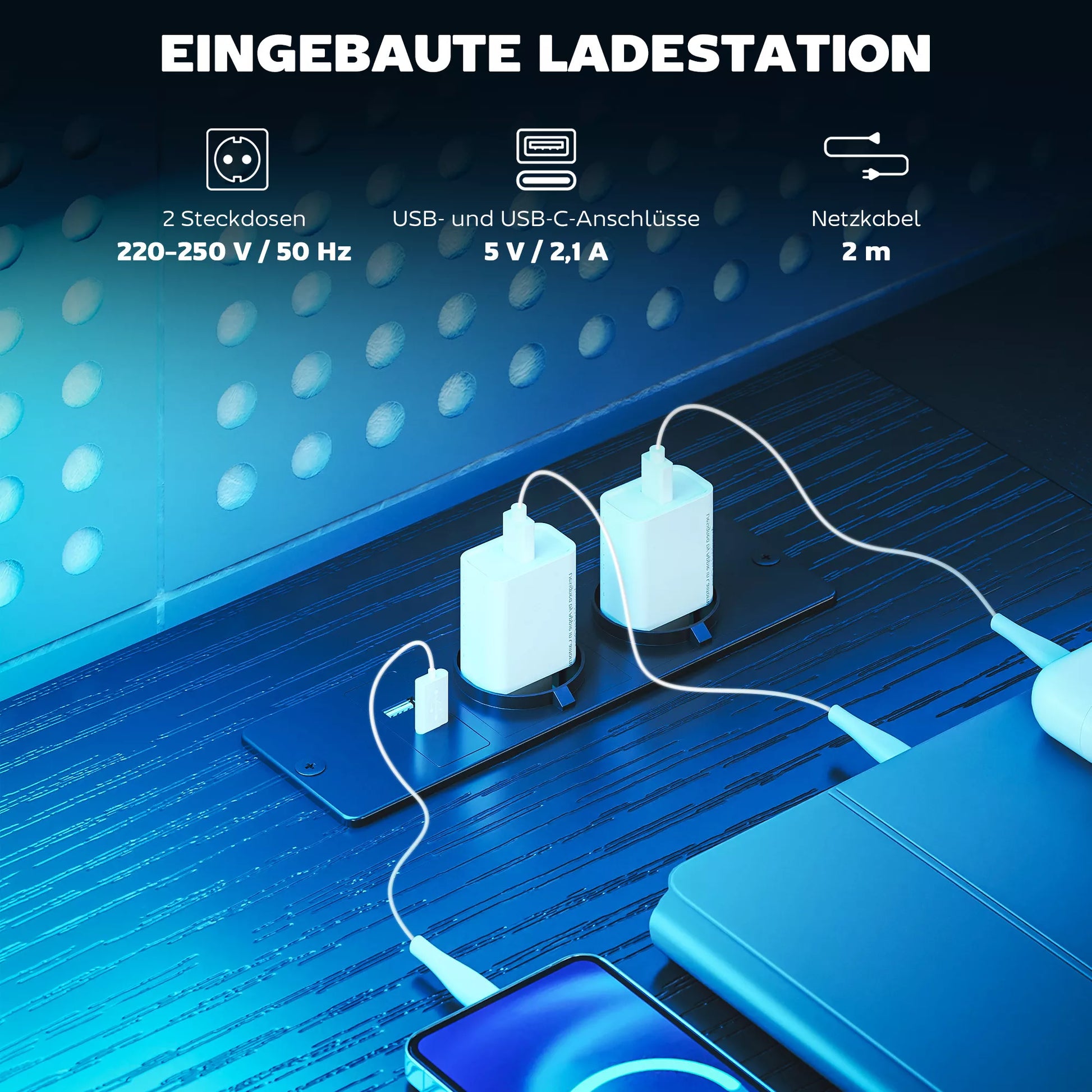 L formos žaidimų stalas, su LED apšvietimu ir įkrovimo lizdais, medžio imitacija/plienas, 165x80x91,5 cm